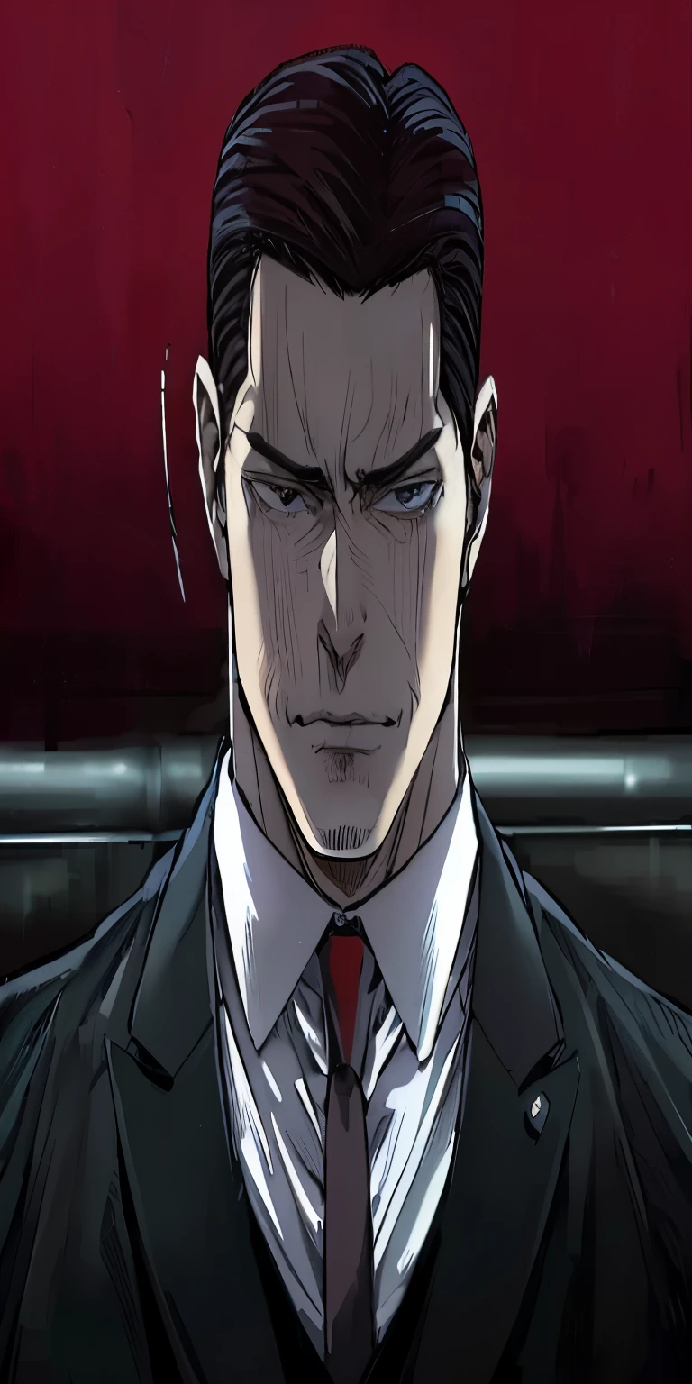 a close up of a man in a suit and tie, kentaro miura manga art style, shinkiro toshiaki mori, inspired by Ryūsei Kishida, kentaro miura manga style, official art, agent cooper, kentaro miura art style, kentaro miura art, handsome guy in demon slayer art, taisho roman