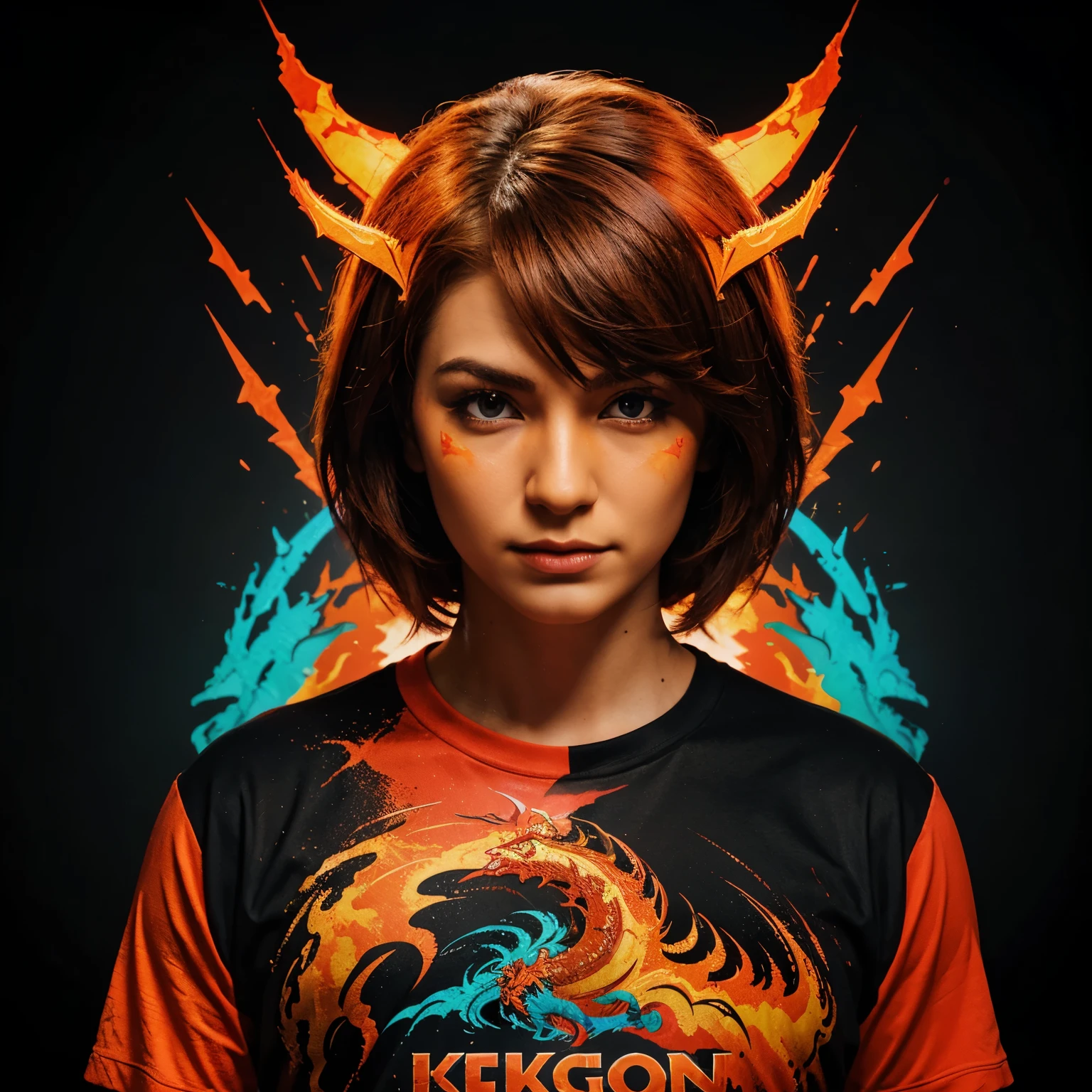 Dragon Blaze::2 Fiery, abstract expressionism, vectorization, vibrant hues, surrealism, synthwave:: t-shirt vector, center composition graphic design, plain background::2 mockup::-2 --upbeta --ar 1:1