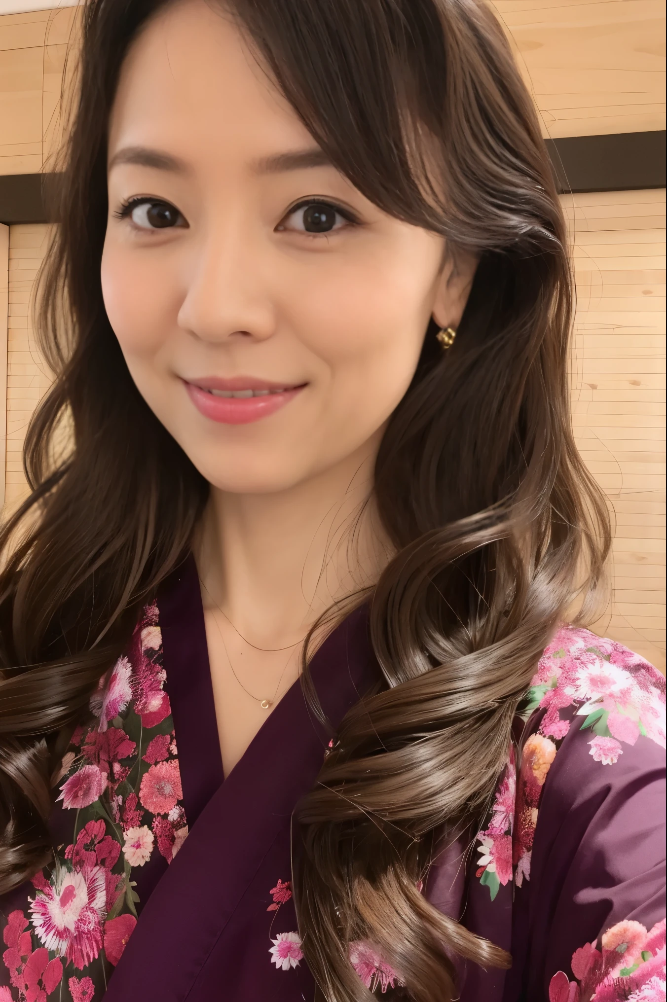 (master piece:1.2), (ultra realistic),1girl, solo, long hair, strait hair, har down, black colored hair, crystal clear White skin, detailed eyes and Lips, traditional Japanese kimono, upper body, smiling:1.2