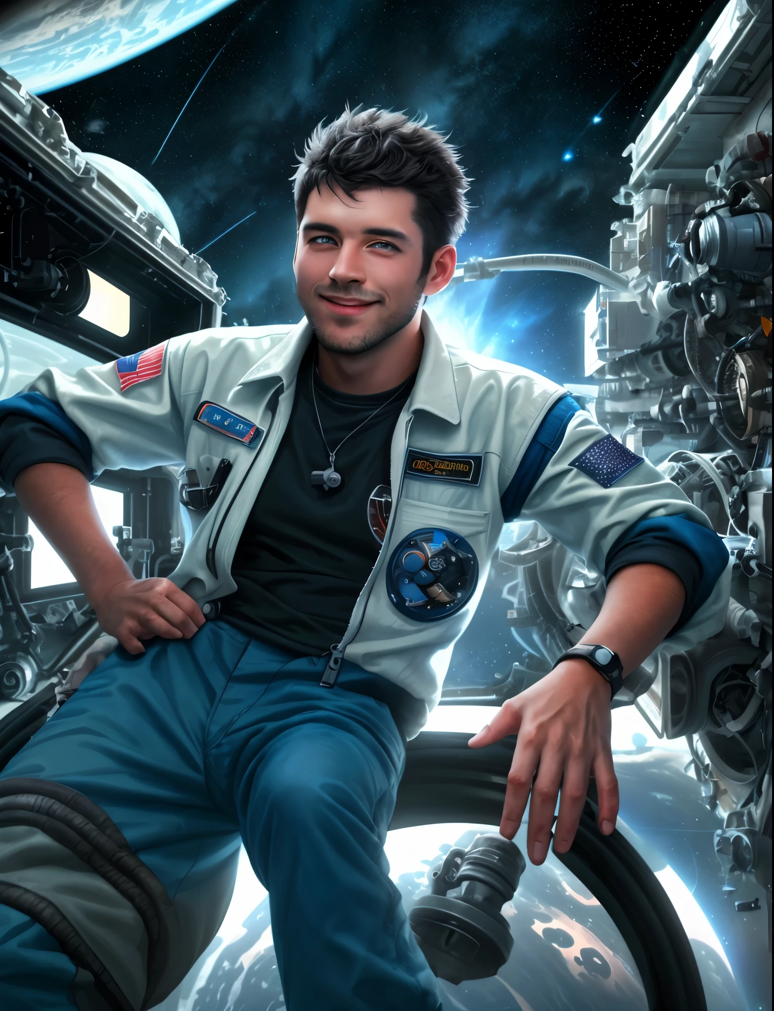 Male Mechanic in space garage