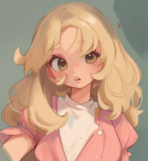 mulher loira com longo, cabelo ondulado e um vestido rosa, arrebatando o cabelo loiro selvagem, cabelo branco com franjas, big messy hair style, pele clara cabelo loiro cacheado, intriguing volume vibration, cabelo loiro cacheado | d & d, medium blonde hair, Uma garota com cabelo loiro, estilo de cabelo longo ventoso, cabelo loiro grande, cabelo solto, cabelo loiro longo e cacheado, thick, pink lips, labios grandes, giant lips, pursed lips