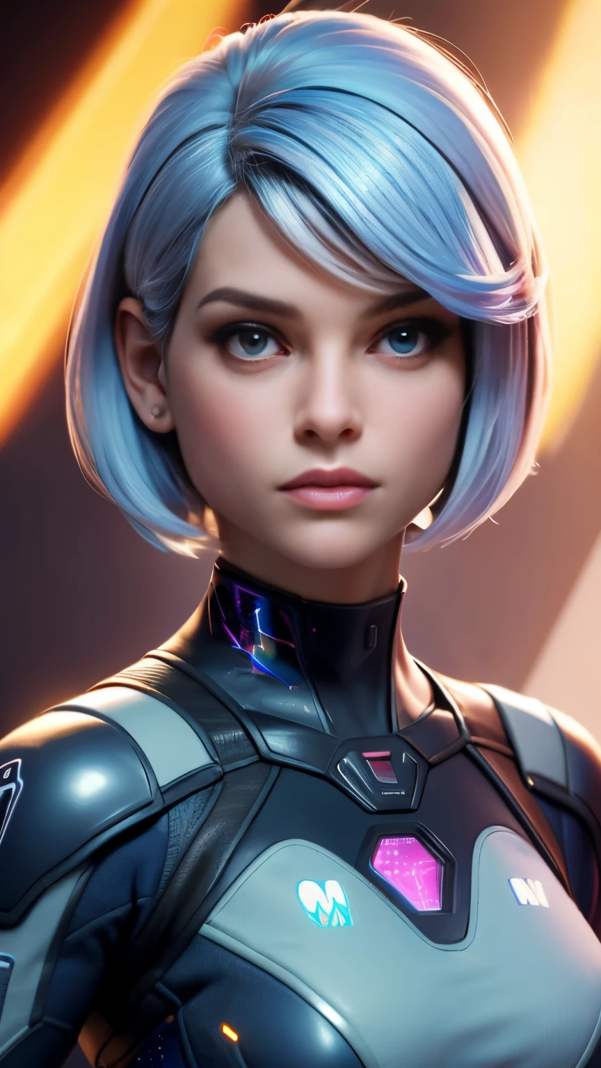 photo of Alice Eve, RAW, beautiful woman, ((portrait)), ((detailed face:1.2)), ((detailed facial feature, detailed skin, clear skin), (perfect proportioned body), (short bob cut hair), (wearing mass effect plug suit), (high detailed alien planet), (holographic omni tule:1.5), (realistic photo, best quality, detailed), (8k wallpaper), (cinematic lighting, dramatic lighting) (sharp focus, intricate)