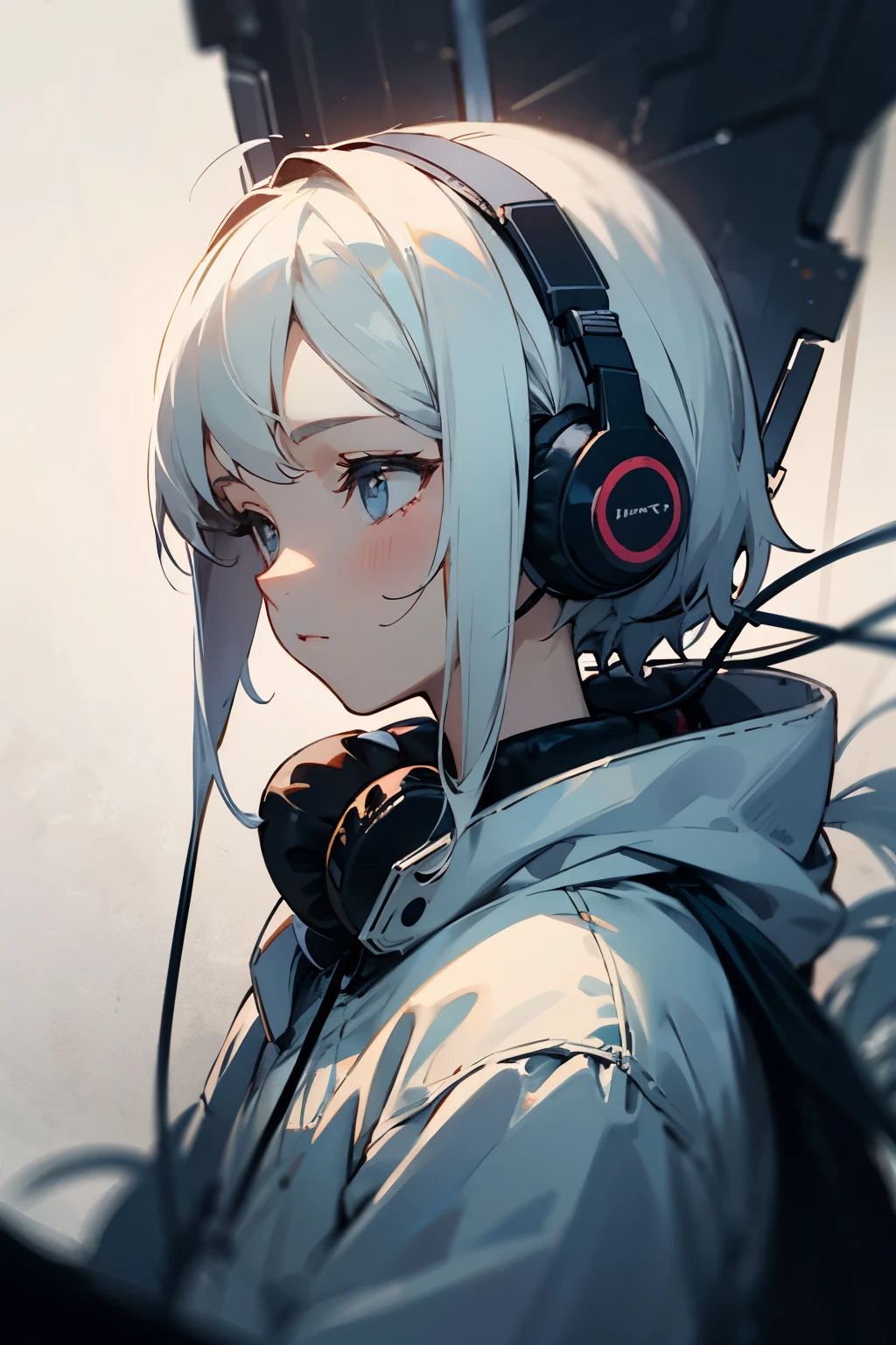 Beautiful girl with headphones on and a calm atmosphere