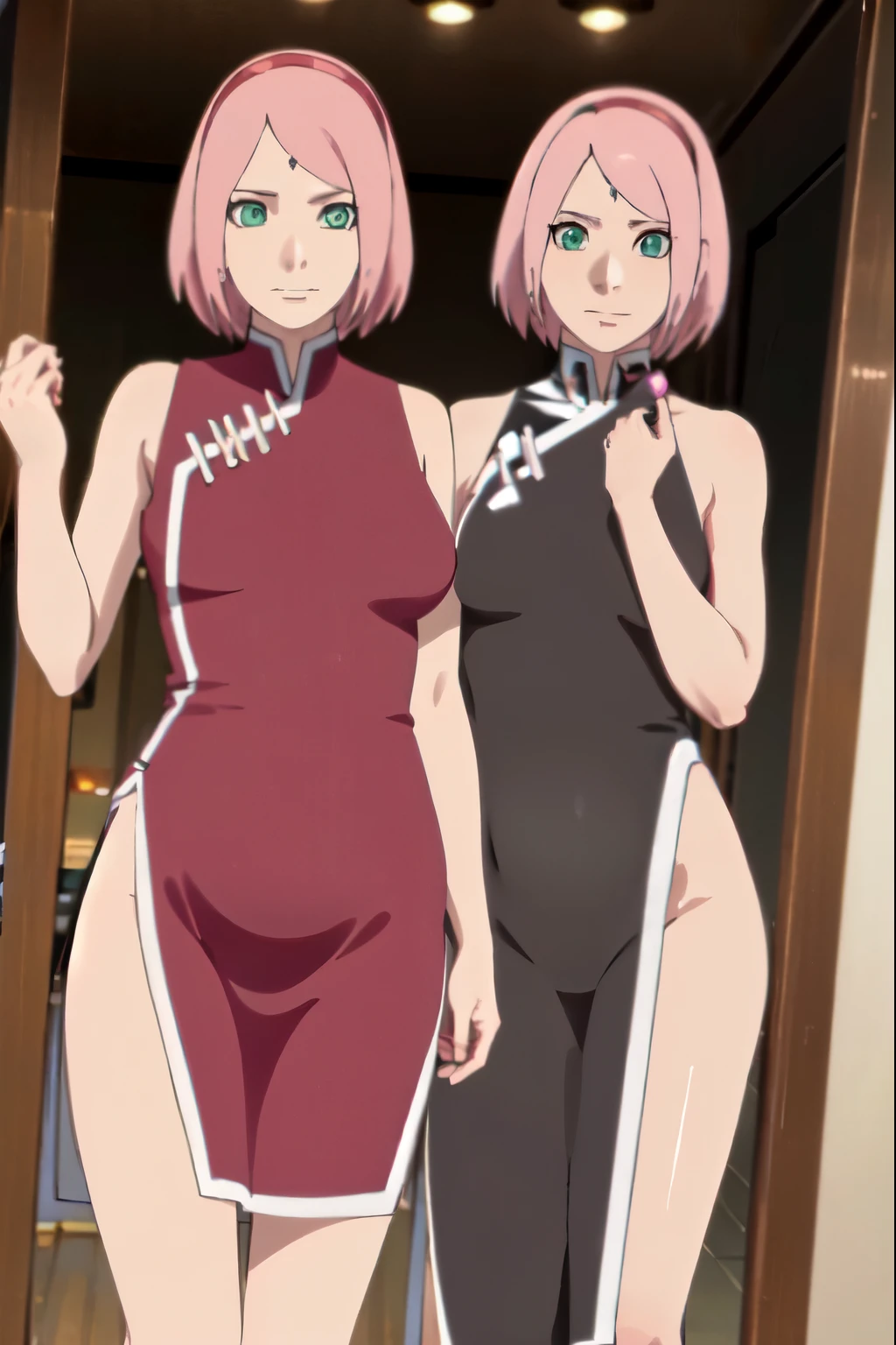 Madura zakura haruno pechos chicos, piernas delgadas,sonrriendo, embarazada, sonrrojada, muy hermosa