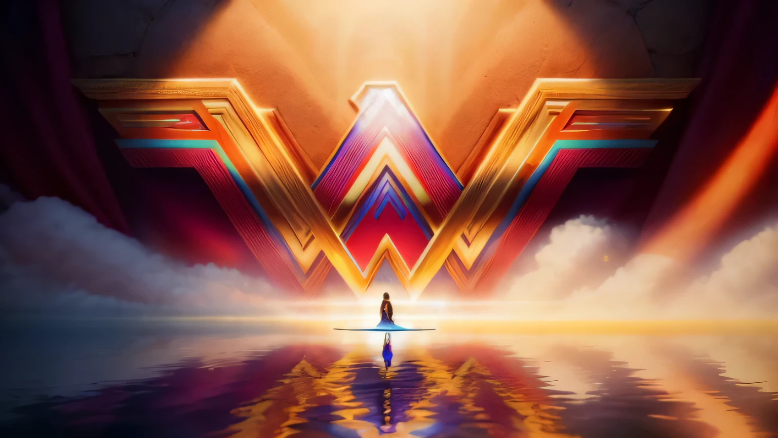 a close up of a maravilha logo on a wall, maravilha woman, portrait of maravilha woman, sem texto, still do filme gal gadot, por Zack Snyder, arte oficial, gal gadot como senhor do inferno, inspirado por Zack Snyder, maravilha, Gal Gadot, Japanese live-action DC film
