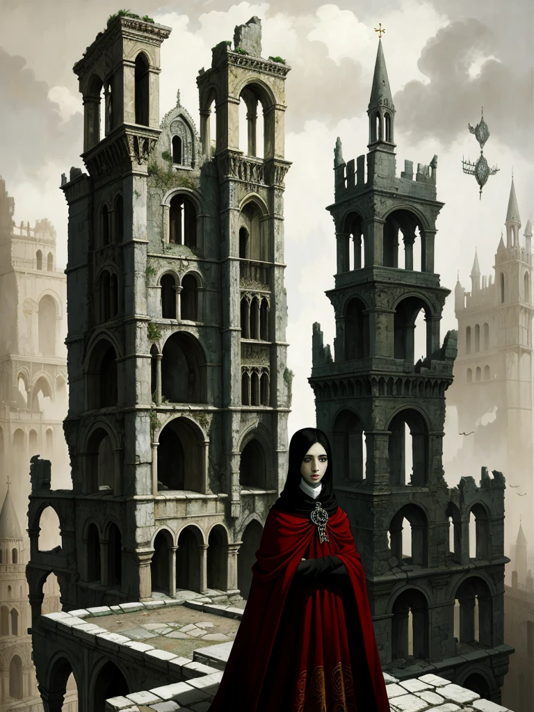 Neo Surrealism, by Gabriel Pacheco and Max Ernst, painting a Ruins of Byzantine Constantinople , fantasy Victorian art, magical realism bizarre art, pop surrealism, whimsical art.