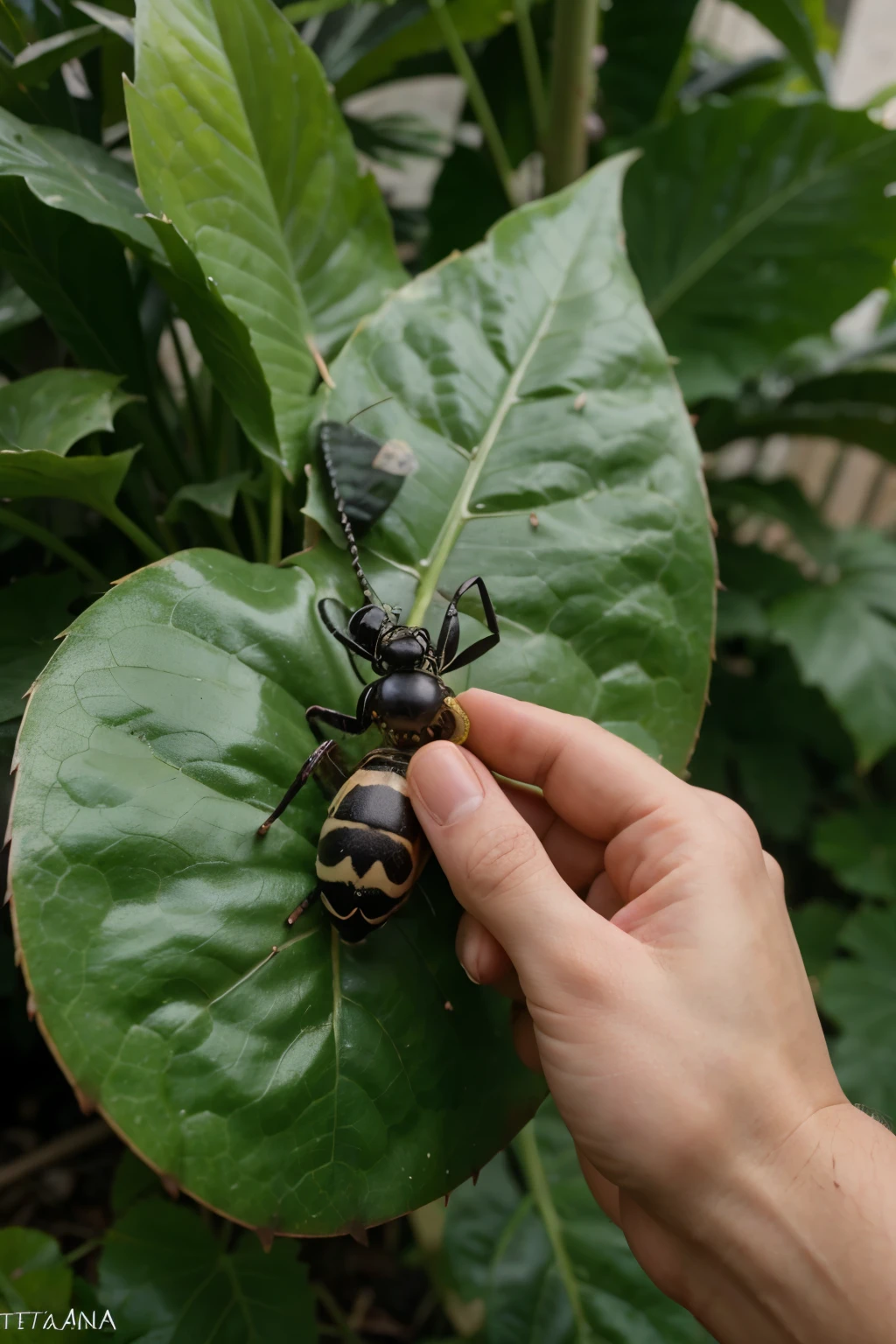 hormiga en la naturaleza cargando una hoja gigante((Mejor calidad)), ((Obra maestra)), (detallado), cara perfecta