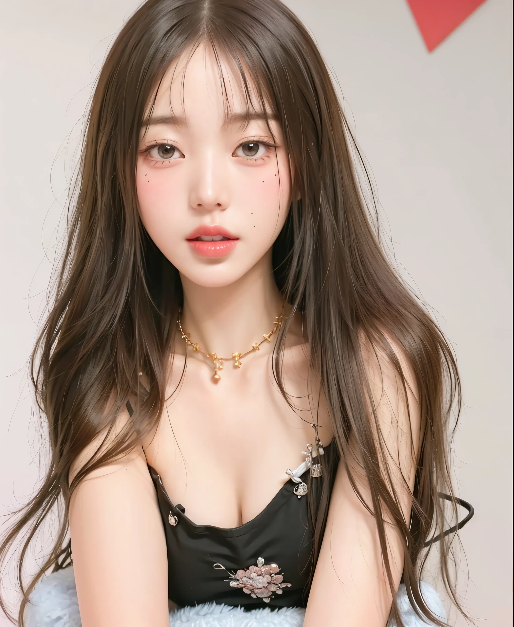 un primer plano de una mujer con cabello largo y vistiendo un top negro, muchacha coreana, gorgeous young mujer coreana, beautiful south mujer coreana, beautiful young mujer coreana, joven y adorable rostro coreano, Beautiful asian girl, asian girl with long hair, ulzzang, chica linda-cara-fina, maquillaje coreano popular, mujer coreana, maquillaje popular de corea del sur, Young cute pale asian face