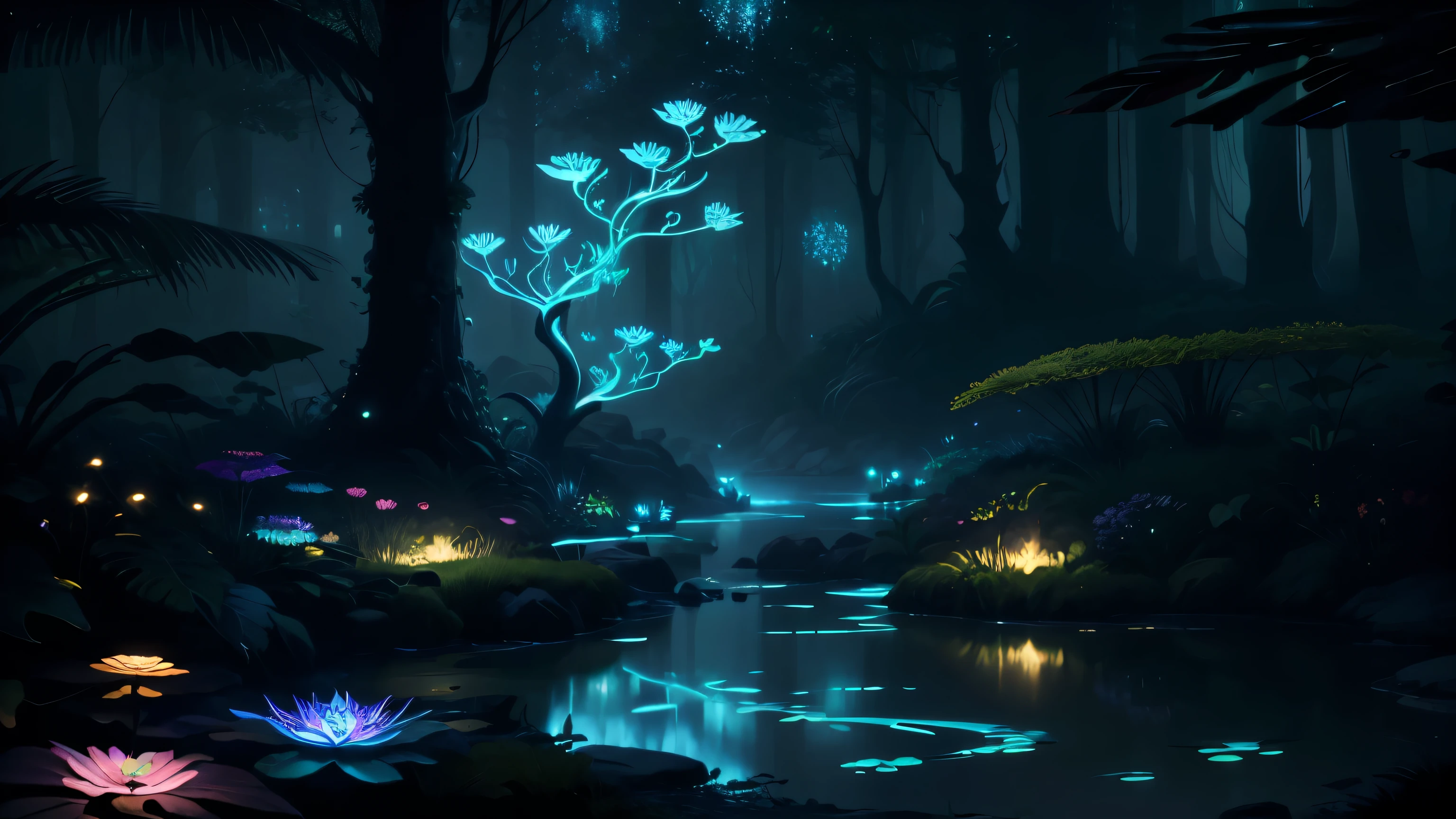 glowing, bioluminescent plants,(best quality,highres:1.2), luminous foliage, vibrant colors, ethereal atmosphere, surreal botanical garden, enchanting glow, magical illumination, dreamlike ambiance, soft lighting, mesmerizing bioluminescence, otherworldly plants, radiant blooms, phosphorescent flora, fluorescent leaves, iridescent petals, shimmering tendrils, hypnotic greenery, nocturnal paradise, mystical flora and fauna, softly glowing pathway, celestial garden, shimmering reflections, bioluminescent ecosystem, ethereal glow, enchanting night garden, sparkling fireflies, surreal luminosity, captivating glow-in-the-dark plants, magical bioluminescent spectacle.