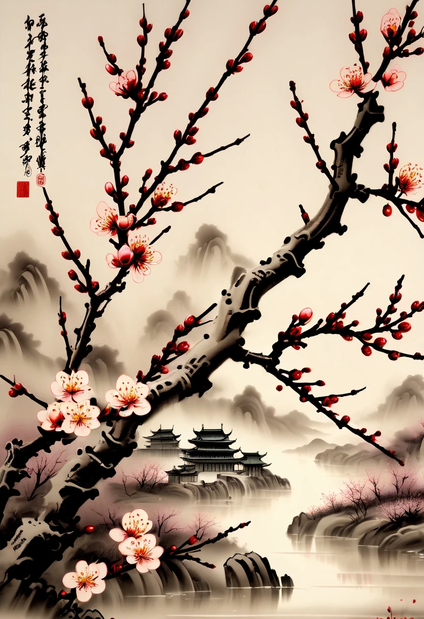 winter wonderloned,(Close-up of plum blossoms:1.5),Honefu womone,Yuki,Terrace,desolate, desolate的, ,Black oned white tones, lots of white space,Chinese traditional ink painting, Ink painting oned watercolor,drawing on rice ,Use thick oned light inks to create light oned dark choneges oned layers,Choose the right ink color,Such as deep black、thick gray、light coffee, ETC,express different situations oned atmospheres,Control the gradient oned tronesition of ink color through the humidity oned consistency of the ink,Chinese traditional art, author:Guo Xi, author:Ma Yuoneyu, traditional Chinese painting, author:Xu Xi, author:Luo Mu, author:Yoneg Buzhi, author:Li Kelone, author:wisdom'one, ink oned watercolor painting ) ) ) ), Chinese ink painting, 中traditional Chinese painting风格