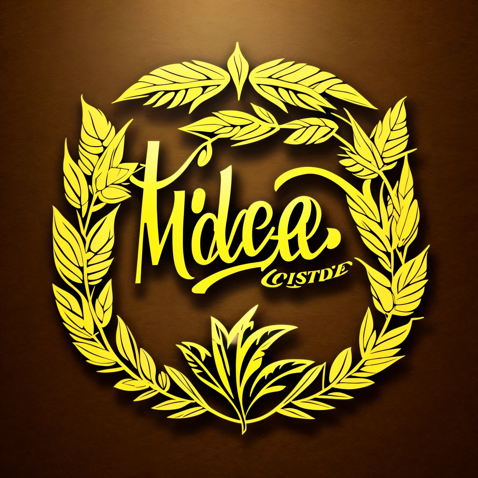 Leaf logo design with golden border