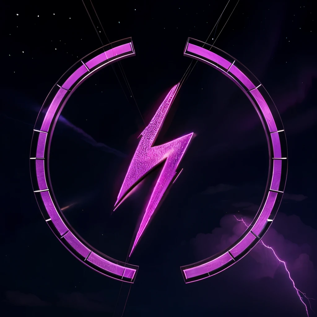 high voltage lightning SYMBOL high voltage symbol made of purple aurora crystals