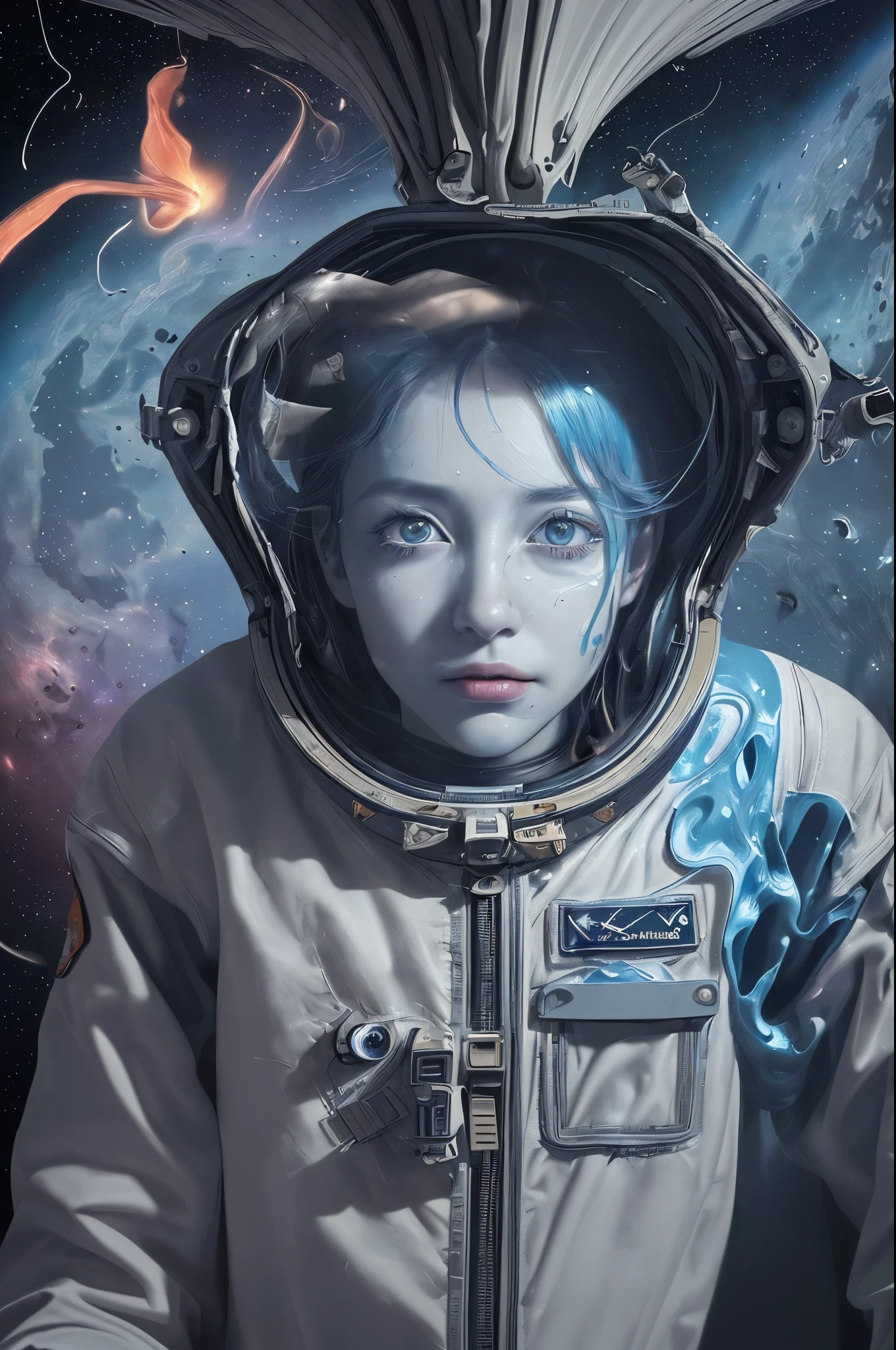 A woman in a space suit with a book in her hand - SeaArt AI