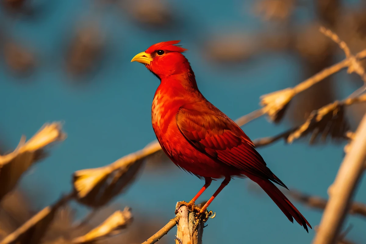 one big red bird