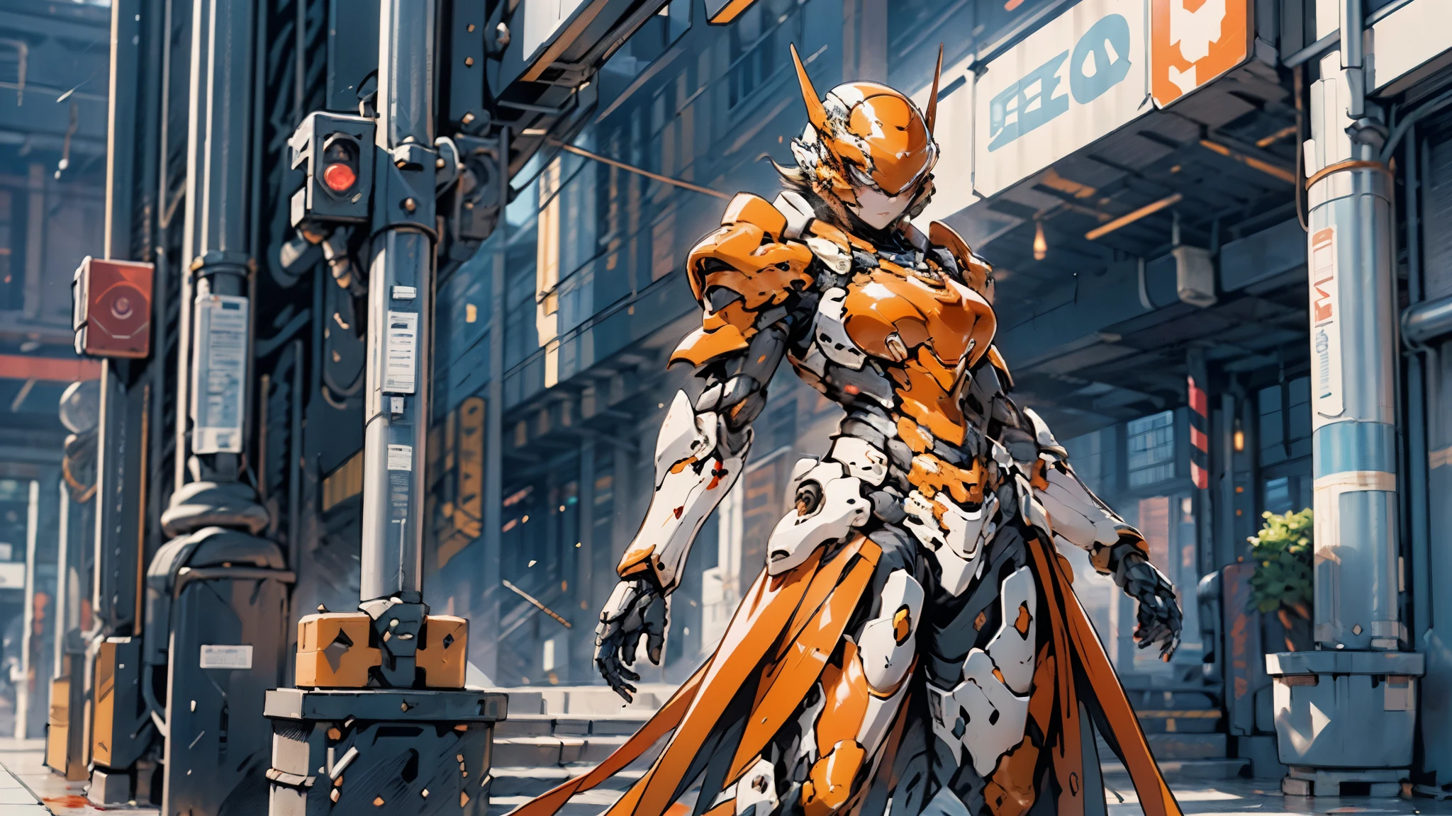 A woman adorned in fantasy-style full-body armor, a crown-concept fully enclosed helmet that unveils only her eyes, a composite layered chest plate, fully encompassing shoulder and hand guards, a lightweight waist armor, form-fitting shin guards, the overall design is heavy-duty yet flexible, ((the armor gleams with a golden glow, complemented by red and blue accents)), exhibiting a noble aura, she floats above a fantasy-surreal high-tech city, this character embodies a finely crafted fantasy-surreal style armored hero in anime style, exquisite and mature manga art style, (Queen bee mixed with Spider concept Armor, plasma, blood), ((Element, energy, elegant, goddess, femminine:1.5)), metallic, high definition, best quality, highres, ultra-detailed, ultra-fine painting, extremely delicate, professional, anatomically correct, symmetrical face, extremely detailed eyes and face, high quality eyes, creativity, RAW photo, UHD, 32k, Natural light, cinematic lighting, masterpiece-anatomy-perfect, masterpiece:1.5