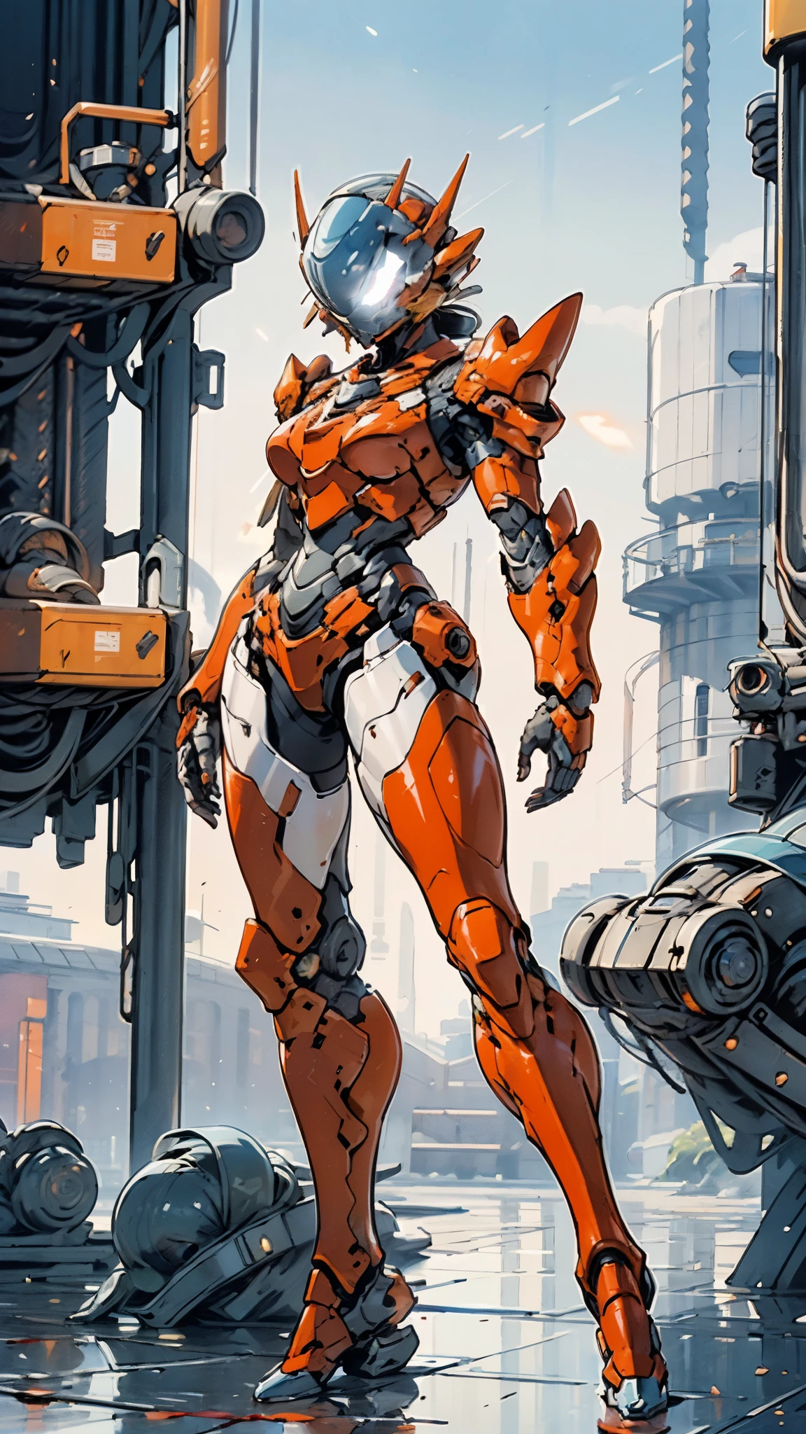 A woman adorned in fantasy-style full-body armor, a crown-concept fully enclosed helmet that unveils only her eyes, a composite layered chest plate, fully encompassing shoulder and hand guards, a lightweight waist armor, form-fitting shin guards, the overall design is heavy-duty yet flexible, ((the armor gleams with a golden glow, complemented by red and blue accents)), exhibiting a noble aura, she floats above a fantasy-surreal high-tech city, this character embodies a finely crafted fantasy-surreal style armored hero in anime style, exquisite and mature manga art style, (Queen bee mixed with Spider concept Armor, plasma, blood), ((Element, energy, elegant, goddess, femminine:1.5)), metallic, high definition, best quality, highres, ultra-detailed, ultra-fine painting, extremely delicate, professional, anatomically correct, symmetrical face, extremely detailed eyes and face, high quality eyes, creativity, RAW photo, UHD, 32k, Natural light, cinematic lighting, masterpiece-anatomy-perfect, masterpiece:1.5
