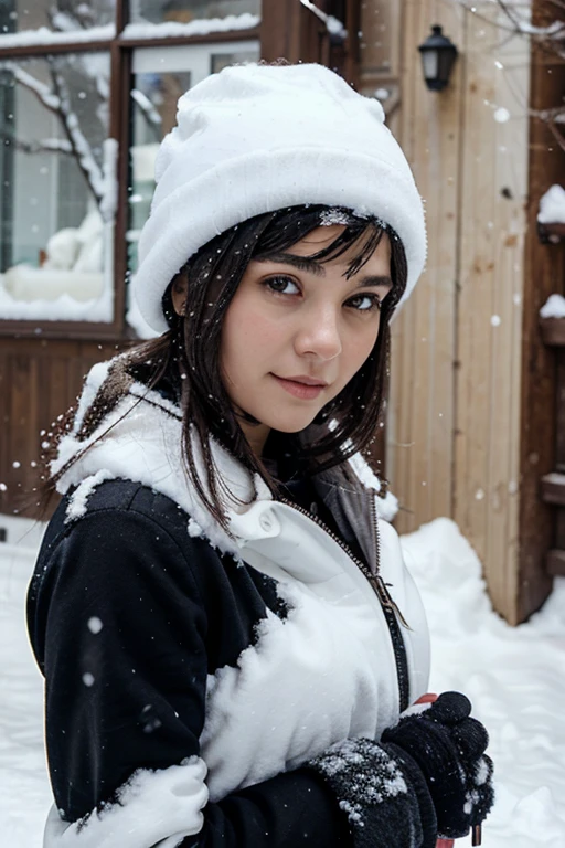 Girl with snow