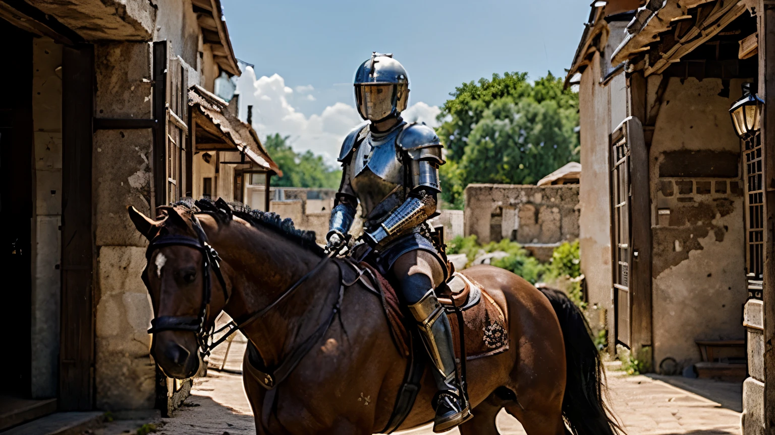 female human，armor，used knight，horse riding