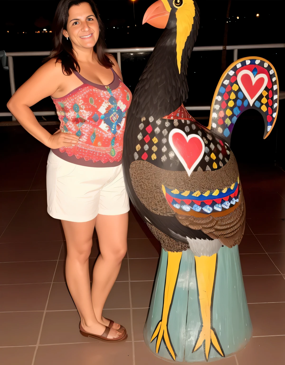 There is a beautiful Brazilian woman standing next to a sign that says welcome to Disney's Animal Kingdom, animal kingdom, having a great time, anna, full body photo, photo taken in 2016, at Disney, Animal Kingdom, full body photo full body, full body photo, full body - frontal photo
The Brazilian is wearing formal clothes, a red tank top and dark blue shorts.
A beautiful Brazilian woman, with white skin, dark brown hair. She is about 45 years old, 165 cm tall and weighs 56 kg. Her body exudes glamor and her face is a definition of beauty. Slender body, thin waist. Highly realistic, hyperrealism, very elaborate skin. Clear photo, high resolution, high quality, masterpiece, 16K photo, high contrast, masterpiece, NUDE, NUDITY, NFSW.