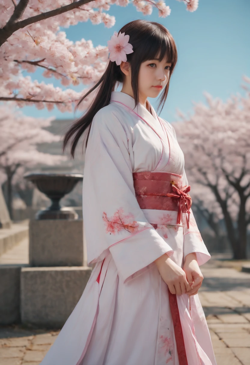 cinematic still, Sakura Maiden, girl, festival, noon, junoesque, masterful, 35mm photograph, emotional, harmonious, vignette, highly detailed, high budget, cinemascope, epic, gorgeous, best quality, masterpiece, Representative work, official art, Professional, Ultra intricate detailed, 8k