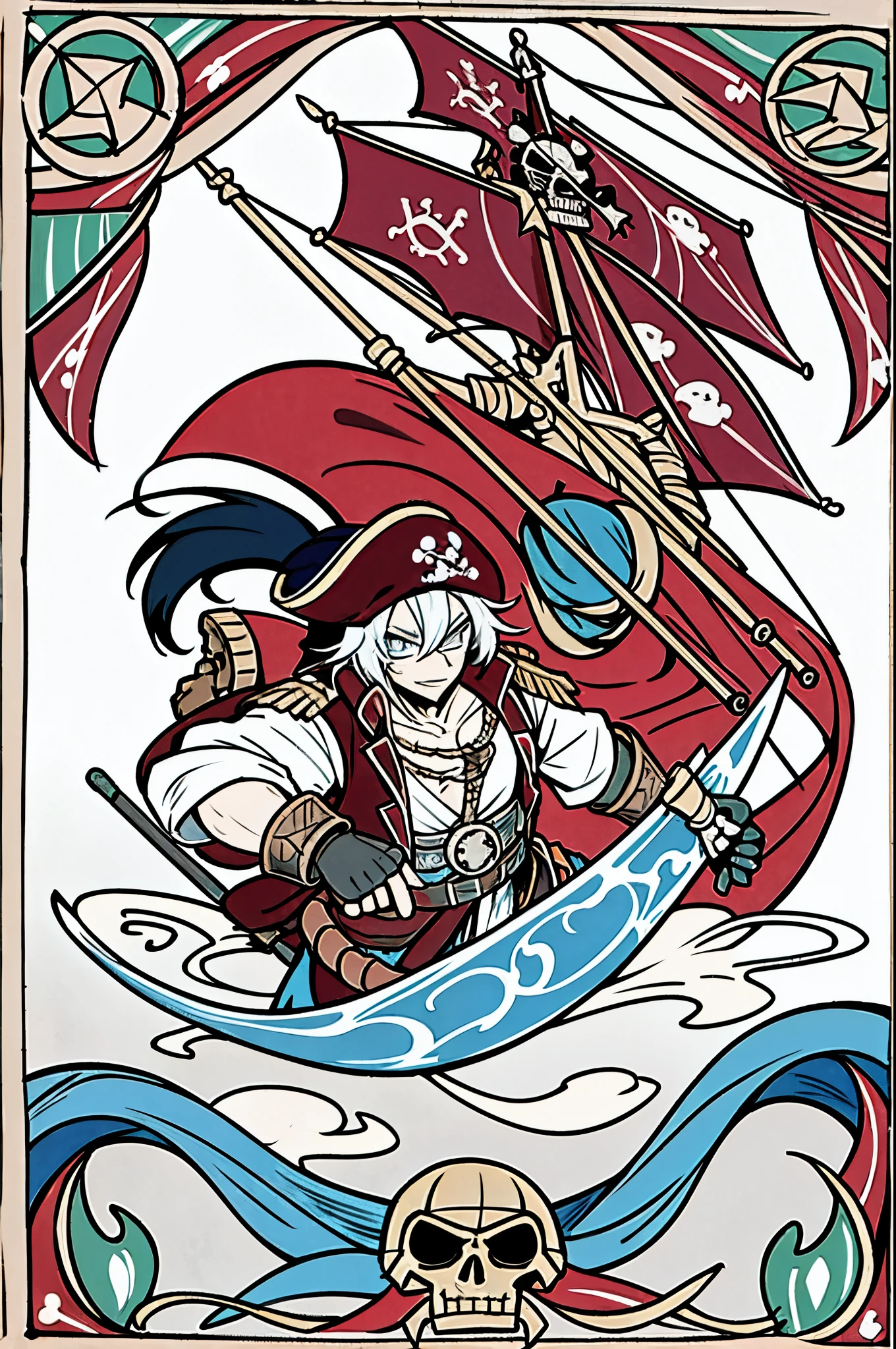 corsair, pirate, by bestiary_style, masterpiece, best quality, solo,