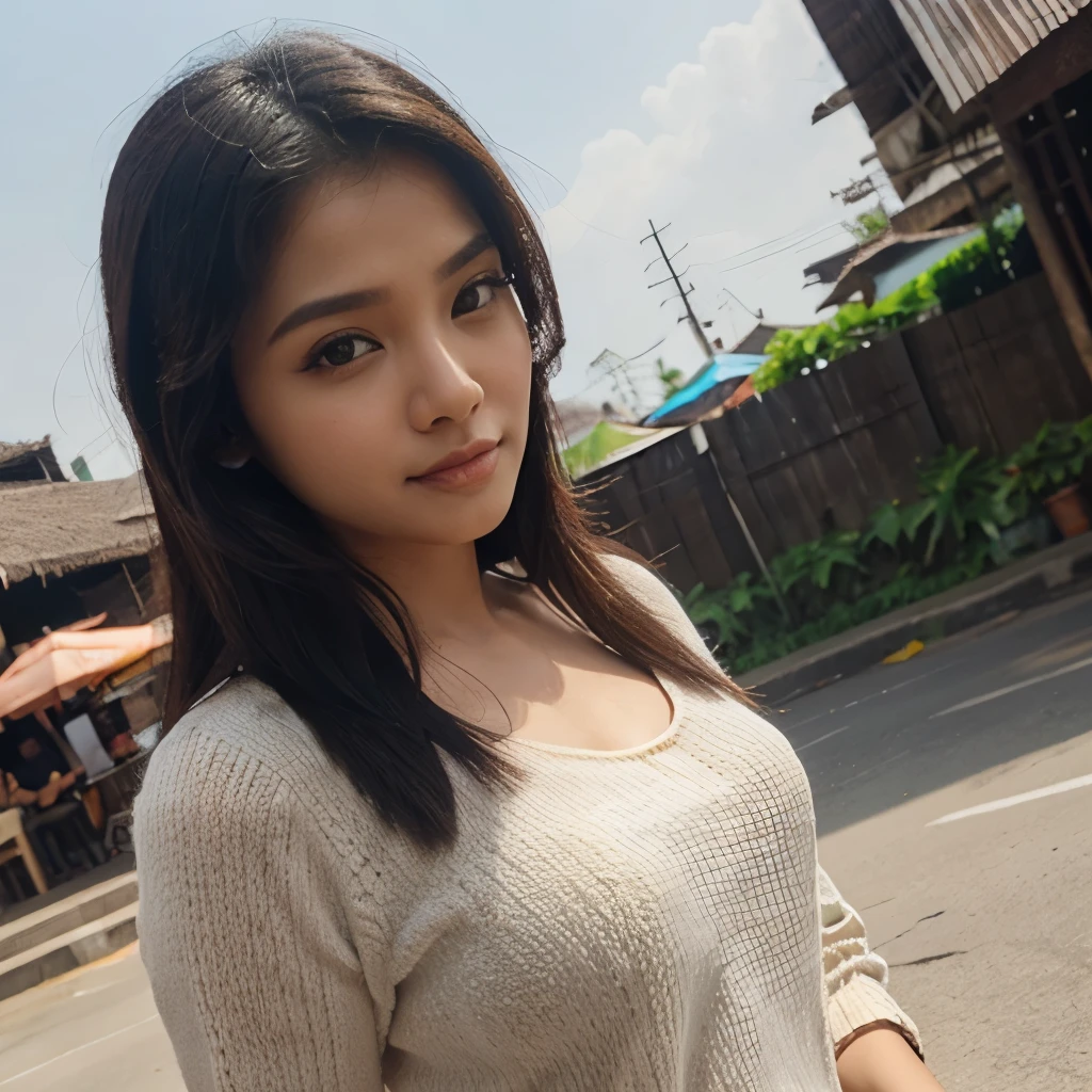Perempuan cantik makan siang