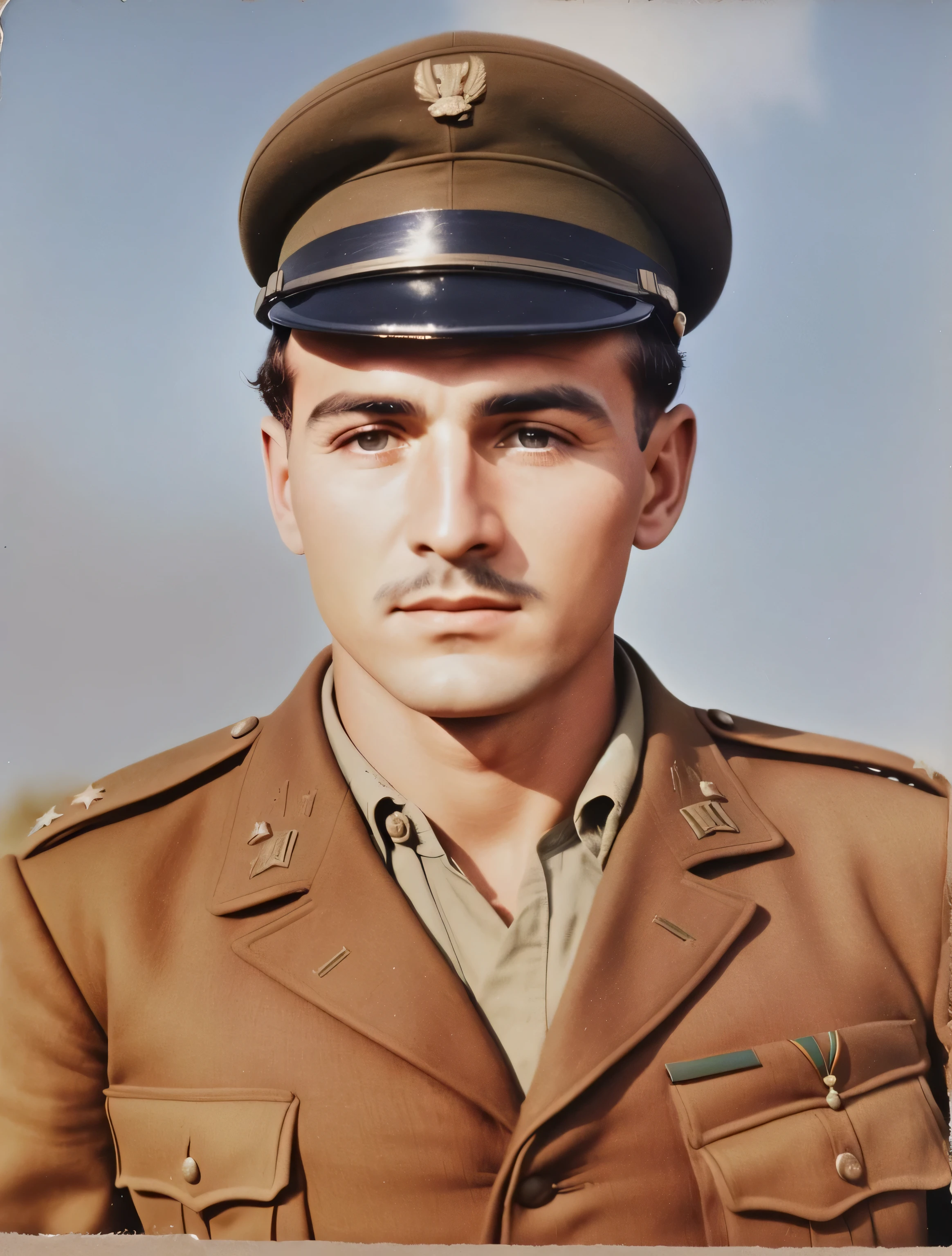 Foto de un hombre con uniforme militar y sombrero, retrato de una mujer soldado, foto de retrato de la segunda guerra mundial, a foto coloreada, retrato de un soldado, retrato de un soldado, victor antonov, Color restaurado, old color photograph, foto coloreada, Foto coloreadagraph, joven soldado ww 2, vintage color photo, ww2 era photography, foto coloreada 4k