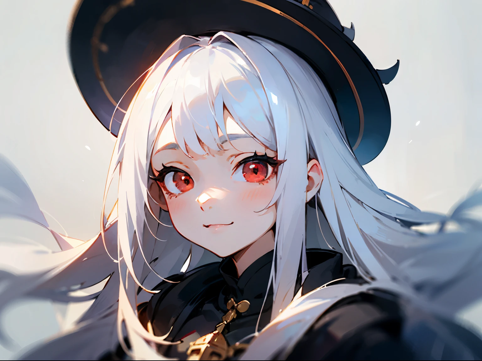 teenage girl、A lively magician whose facial muscles are dead, cute、long white hair、Red eyes and glazed eyes、Bangs are heavy、fantasy、intake