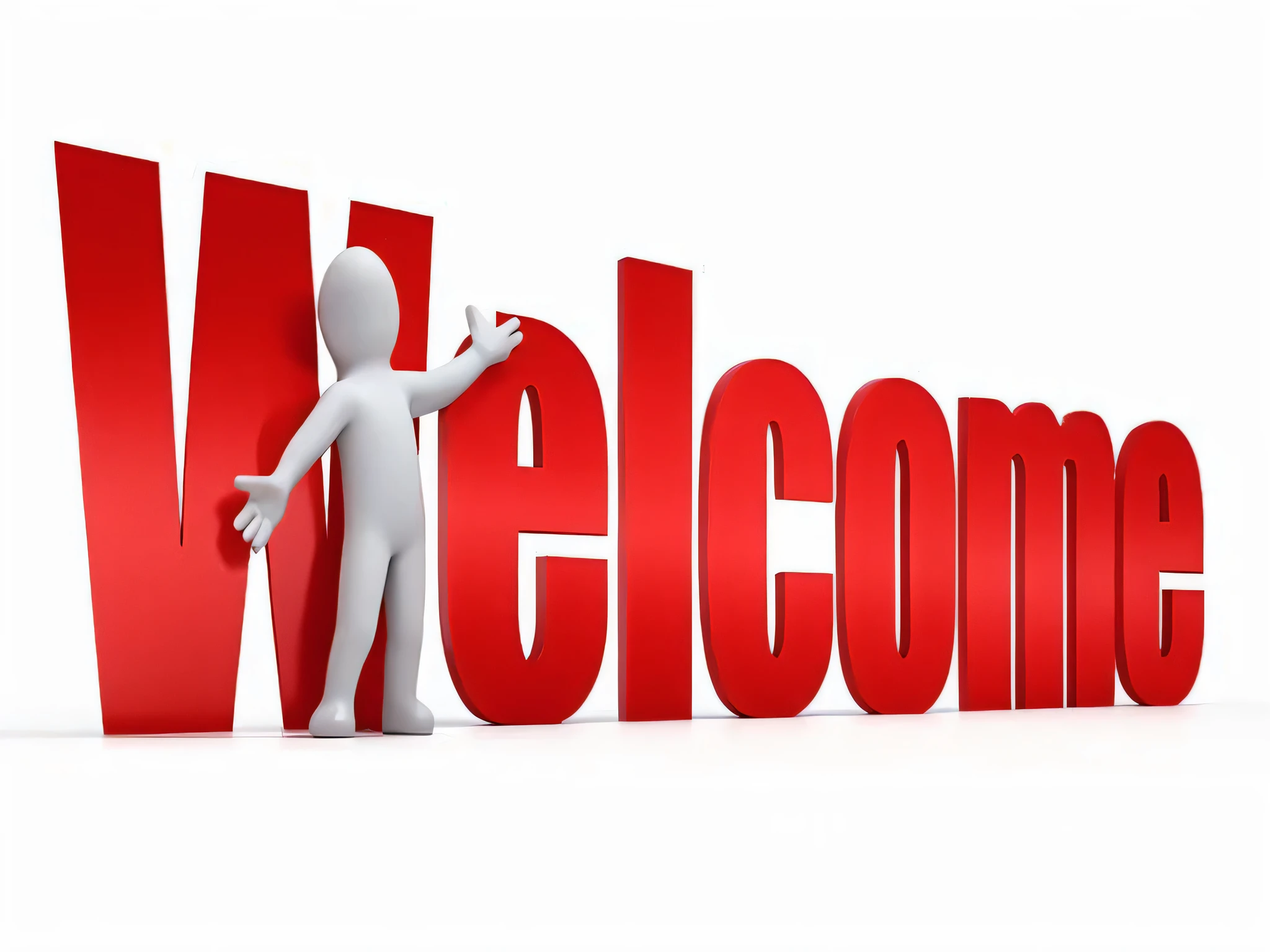 a person standing next to a welcome sign with the word welcome, welcome, welcoming, welcoming attitude, welcoming smile, welcoming grin, white bg, he is greeting you warmly, 3 4 5 3 1, uploaded, full image, high quality image, hello, a new, wide image, !! very coherent!!, single image, professional image, by Julian Allen