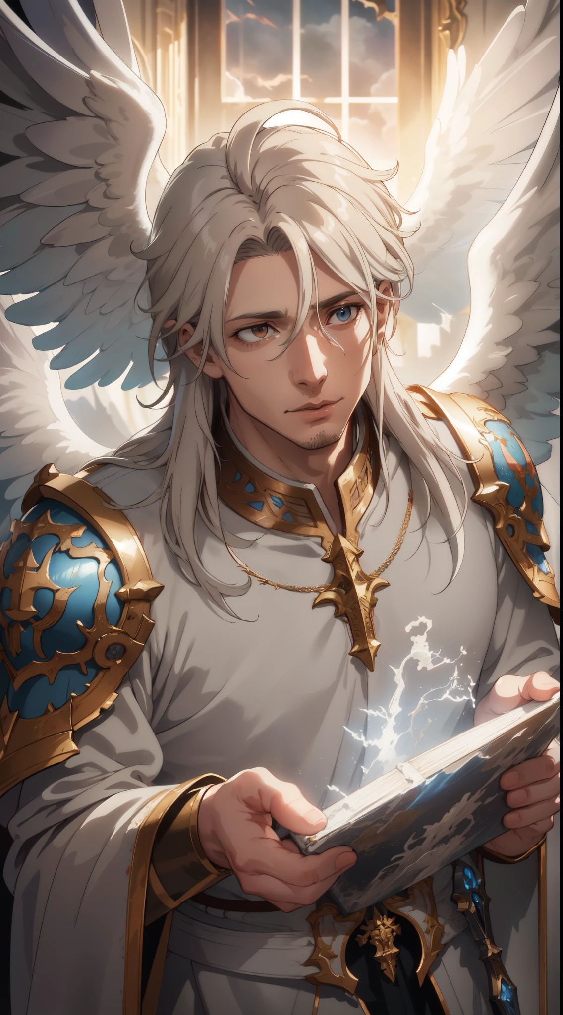 The Horde of Male Celestial Angels Descending from the Sky, realistic epic, soft cinematic portrait, Adobe Lightroom, Photo Lab, highly detailed, faded, (neutral colors: 1.2), (HDR: 1.4), (soft colors:1.2), hyperdetailed, (Artstation:1.4), cinematic, warm lights, dramatic light, (intricate details:1.1), complex background, (Rutkowski:0.66), (blue and orange:0.4)