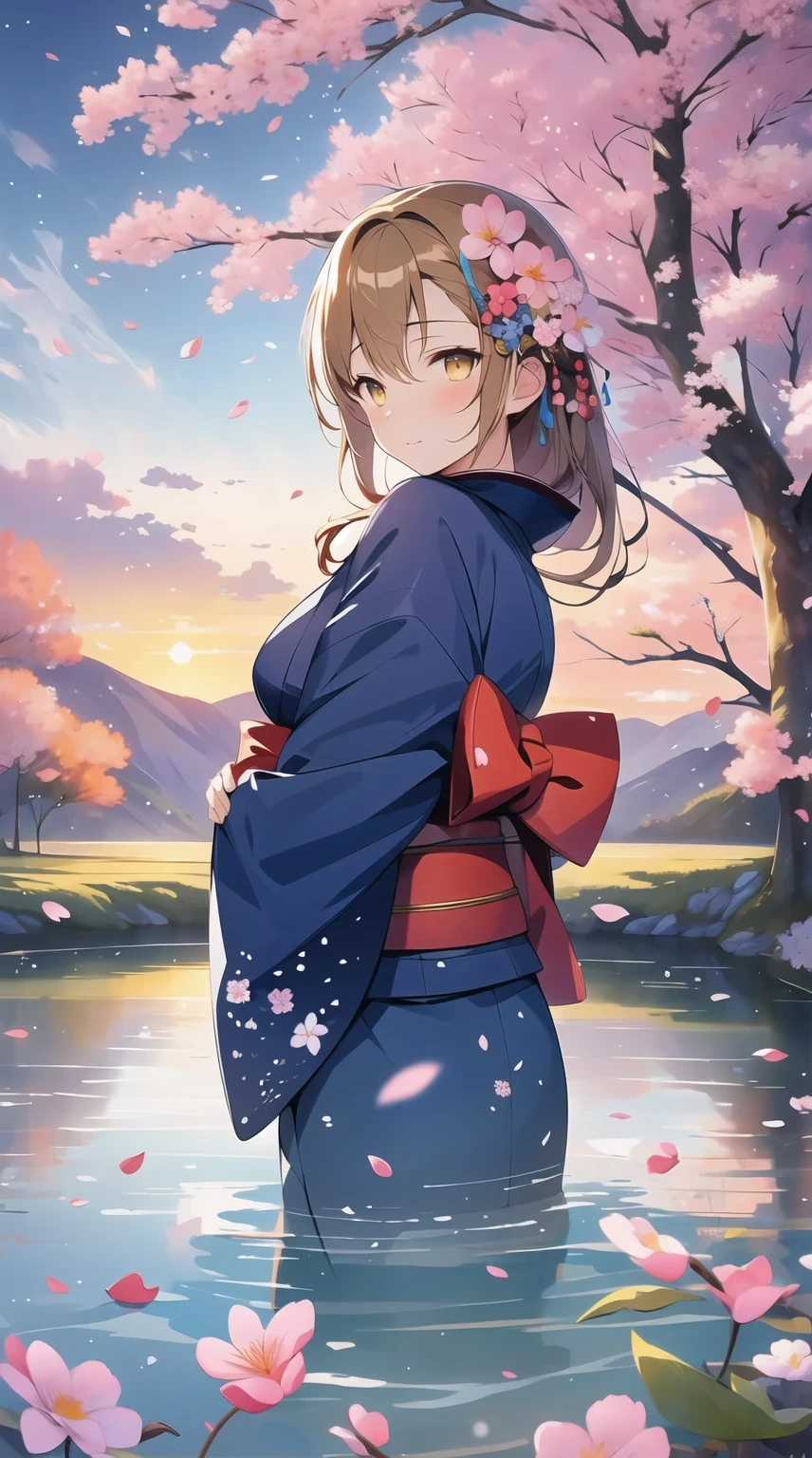(((Baiyun，Sakura background))), (((high saturation))), ((surrounded by brilliant colors)))) super detailed, Beautiful and beautiful, masterpiece, best quality, (tangled, mandala, tangled, twist), (Fractal art: 1.3), 1 girl, Very detailed, dynamic angle, cowboy shooting, Chaos in its most beautiful form, elegant, brutalist design, bright colors, romanticism, Michael Mraz, Adrian Gurney, Petra Courtright, Atmospheric, ecstatic notes, Mobile phone notes are visible