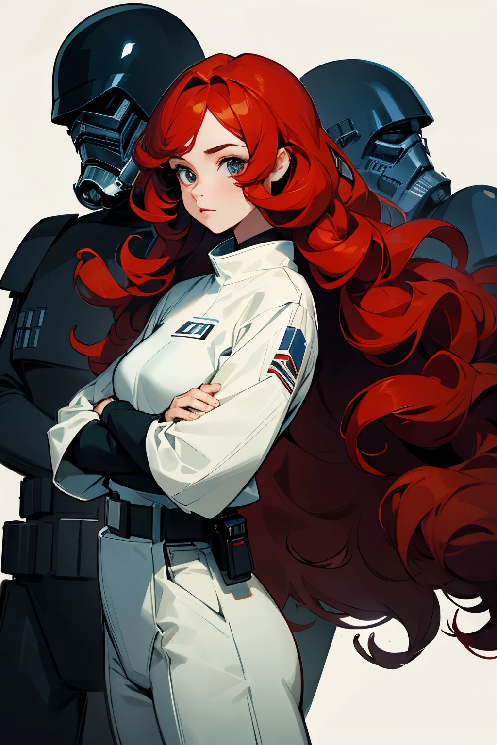 star wars, alien, star wars outfit, female, red hair,long curly hair,
