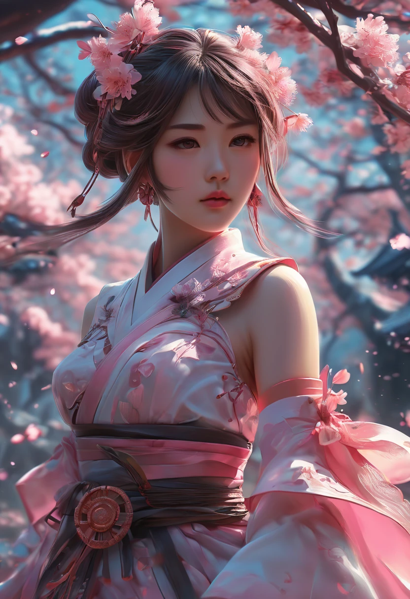 cinematic still, Sakura Maiden, girl, Baroque style, best quality, masterpiece, Representative work, official art, Professional, Ultra intricate detailed, 8k