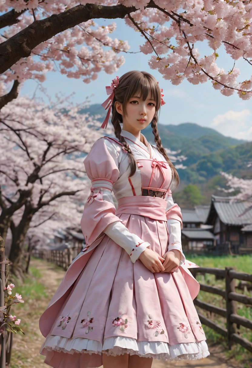 cinematic still, Sakura Maiden, girl, Country style, best quality, masterpiece, Representative work, official art, Professional, Ultra intricate detailed, 8k