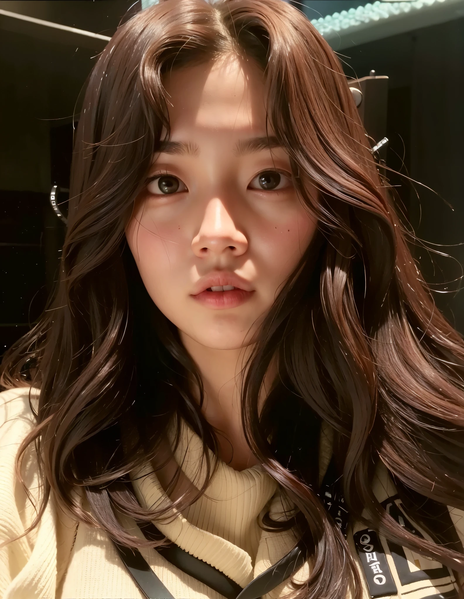 a close-up of a woman with long hair wearing a sweater, jennie blackpink, estacionar a partir de-min, Sun Yunjoo, Lee Ji-eun, Lee Ji-Eun, Heonhwa Choe, Jinyoung Shin, Jaeyeon Nam, Shin Min Jeong, taejune kim, Hwang se-é, jossi do blackpink, Gongbi, lovely pale korean face look like bae suzy young girl with soft skin 20s 