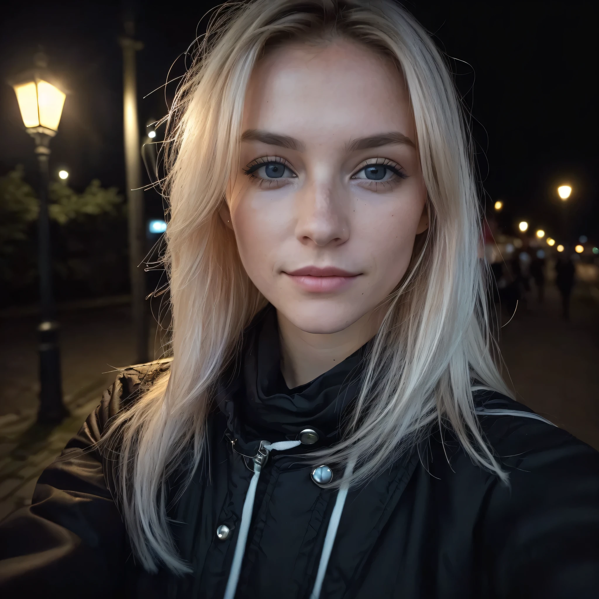 (Selfie, Plan: 1.4), (Right half of the body: 1.4), RAW UHD portrait photo of a 24-year-old blonde (Femme aux yeux bleuarcher dans une ruelle sombre, gros seins,, Ville la nuit, (rocher), (Encolure), specifics (Tissu! , Cheveux! , Briller, Couleur!! , disadvantages: 1.1), Bright eyes with a high level of detail (staring into the camera), SLR lighting, Appareil photo reflex mono-objectif, ultra quality, re sharpness, profondeur de champ, Filmkorn (Milieu), Fujifilm XT3, Limpide, Rahmenmitte, beau visage, mise au point nette, street lamp, Neonbeleuchtung, Bokeh (dimly lit), Nuit, (Ciel nocturne), Detailed skin pores, peau grasse, Coup de soleil, Complex eyesDetails, corps entier entier, gros seins