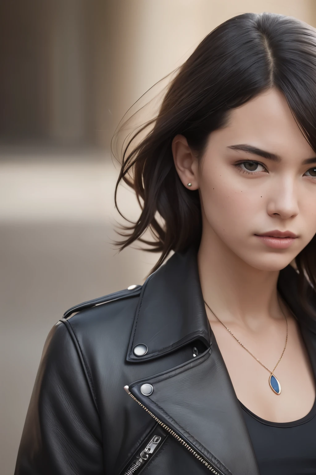 Ultra-realistic depiction of a Tomgirl, embodying the cinematic allure of Ruby Rose, dons a leather jacket, showcasing the intricate interplay of light and shadows on her expressive face, underscoring her fierce yet vulnerable nature. Captured through a 85mm lens, this creative photography unveils every minute detail, emphasizing the rich textures and tonal variations, promising a captivating viewing experience. --s2
"Ultra-realistic depiction" emphasizes the high level of detail and accuracy in the portrayal of the subject. "Tomgirl embodying the cinematic allure of Ruby Rose" indicates that the girl