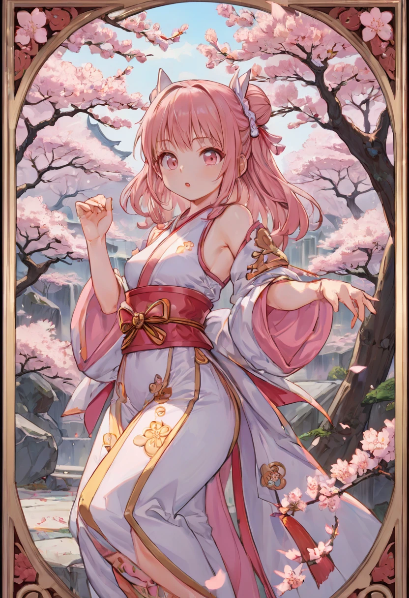 Sakura Maiden, girl, inspired by cartoon movie, best quality, masterpiece, Representative work, official art, Professional, Ultra intricate detailed, 8k