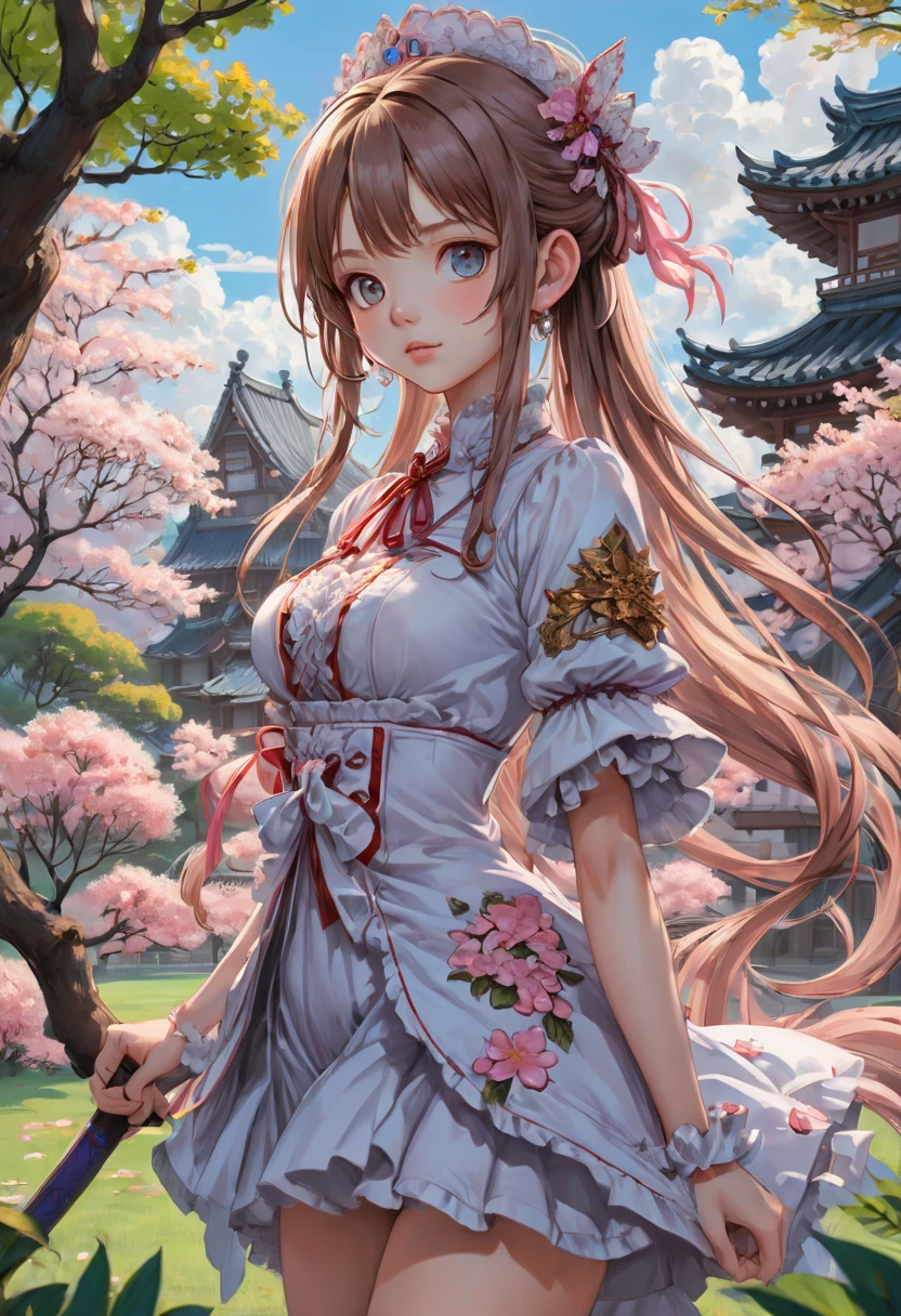Sakura Maiden, girl, Original by cartoon movie, best quality, masterpiece, Representative work, official art, Professional, Ultra intricate detailed, 8k