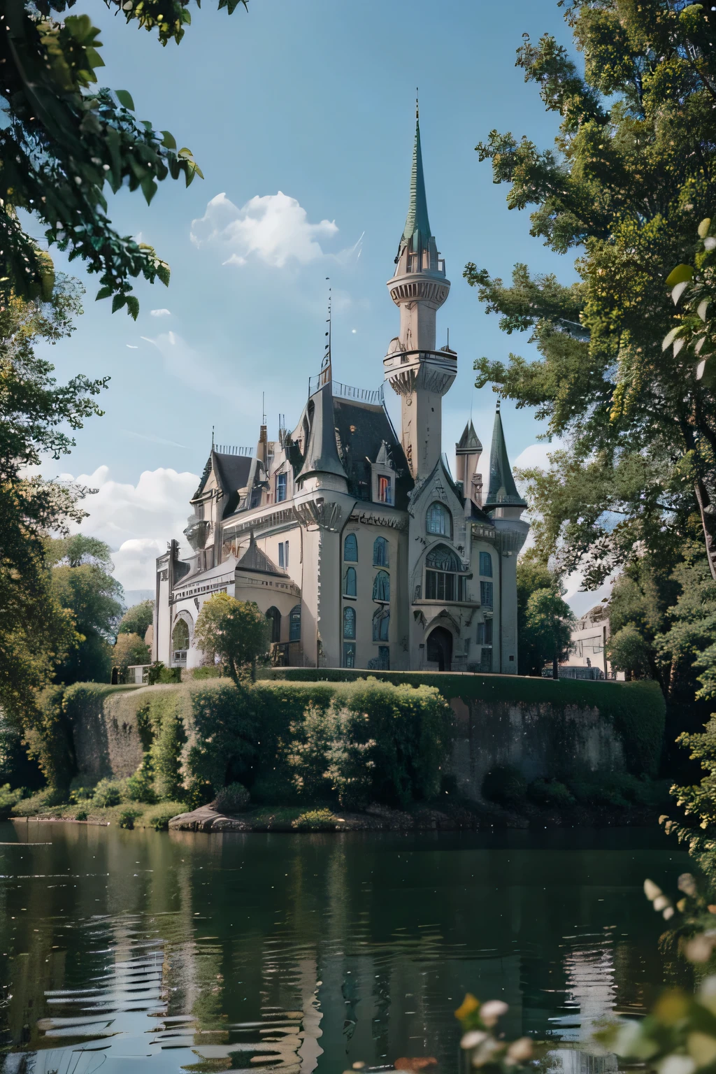 marble castle from a fairy tale, photorealistic shot on sony alpha a7 III 50mm 1.8