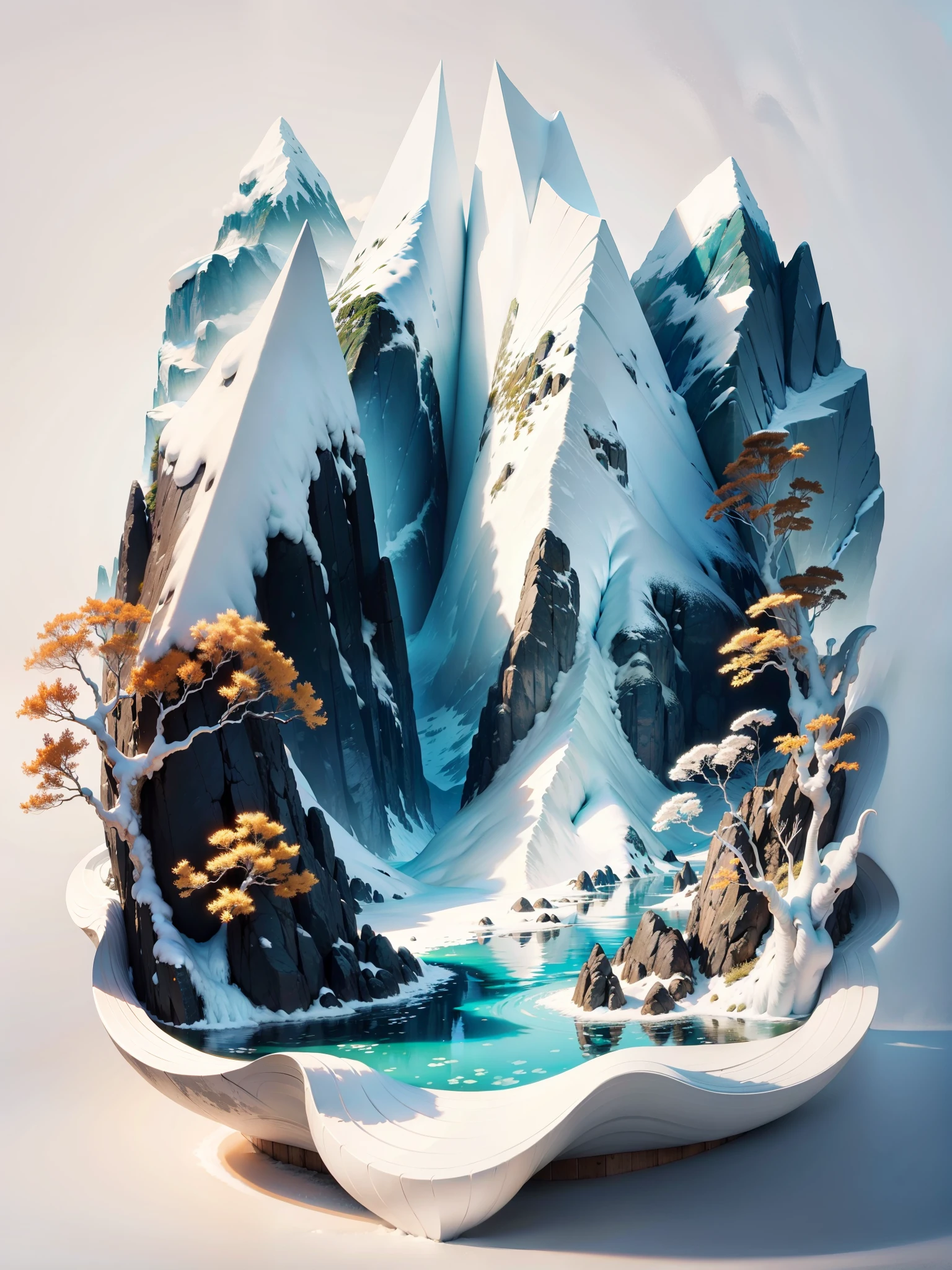 Eau verte et montagnes vertes