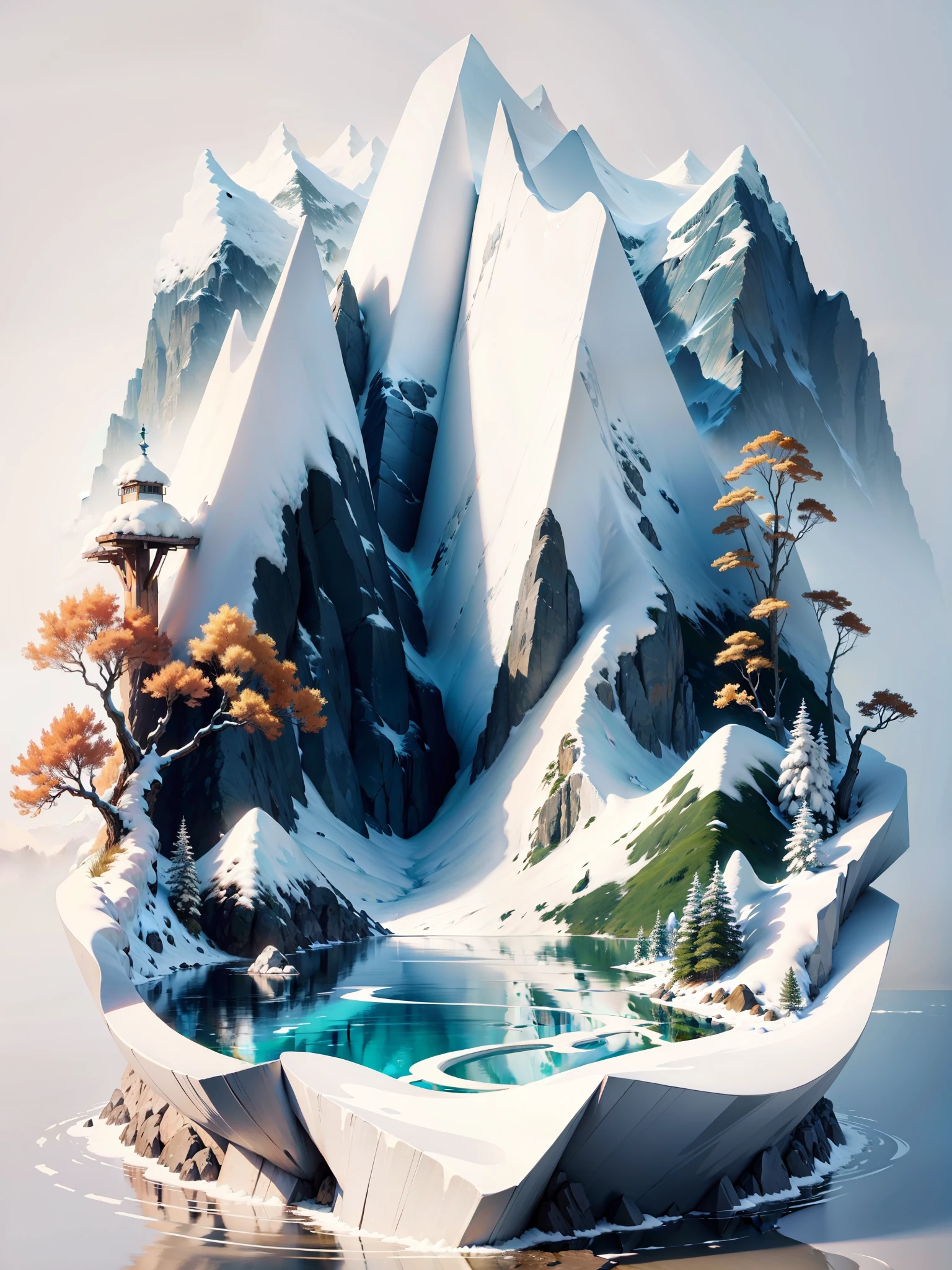 Eau verte et montagnes vertes