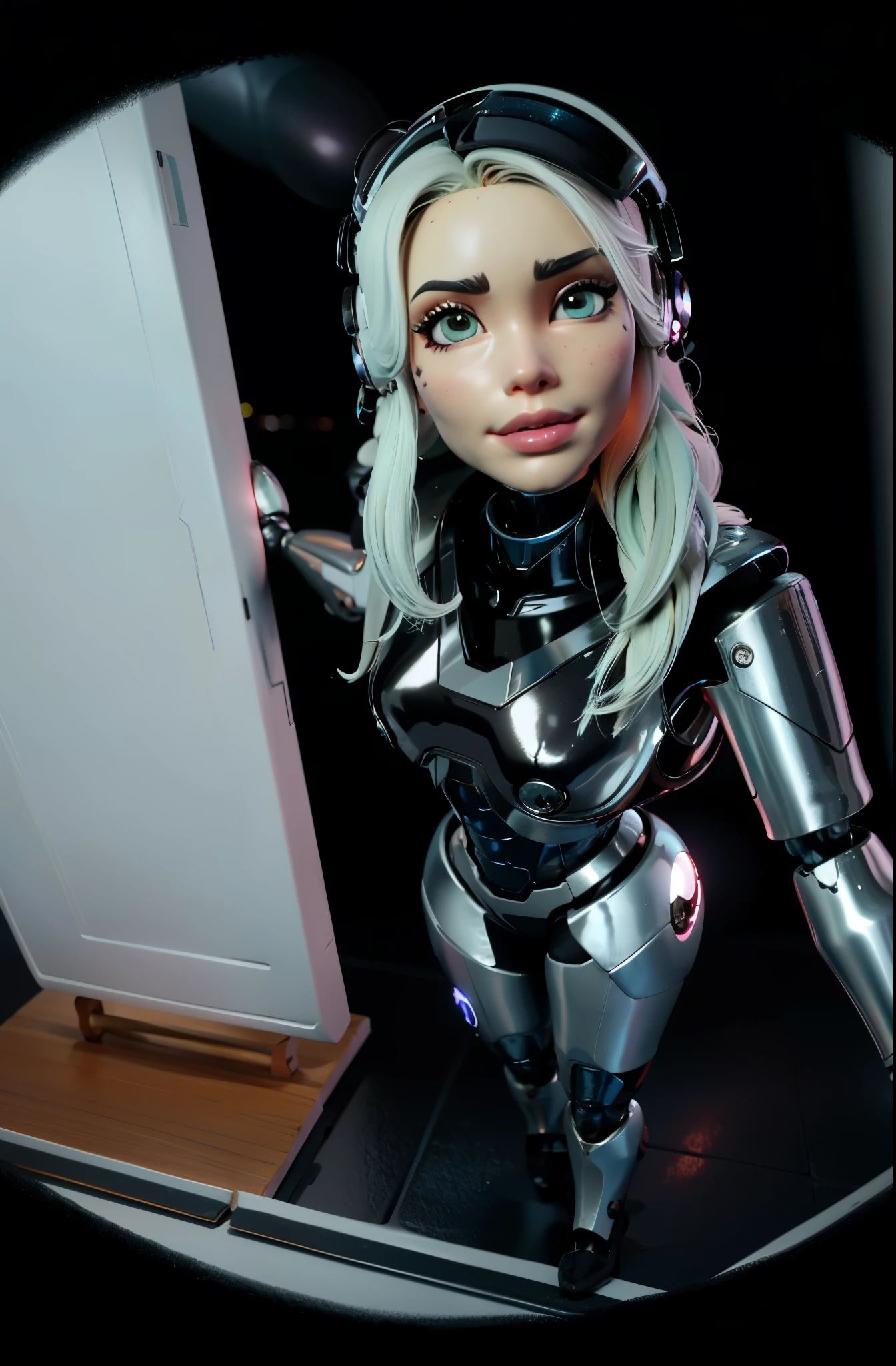there is a woman in a futuristic suit posing for a photo, barbie ciborgue, ciborgue - garota com cabelo prateado, linda garota branca ciborgue, cute garota ciborgue, cyber suit, garota ciborgue, inspirado em Eve Ryder, perfect android girl, Robot Girl, female robot, dressed in cybernetic armor, linda garota ciborgue, a boneca mekanik