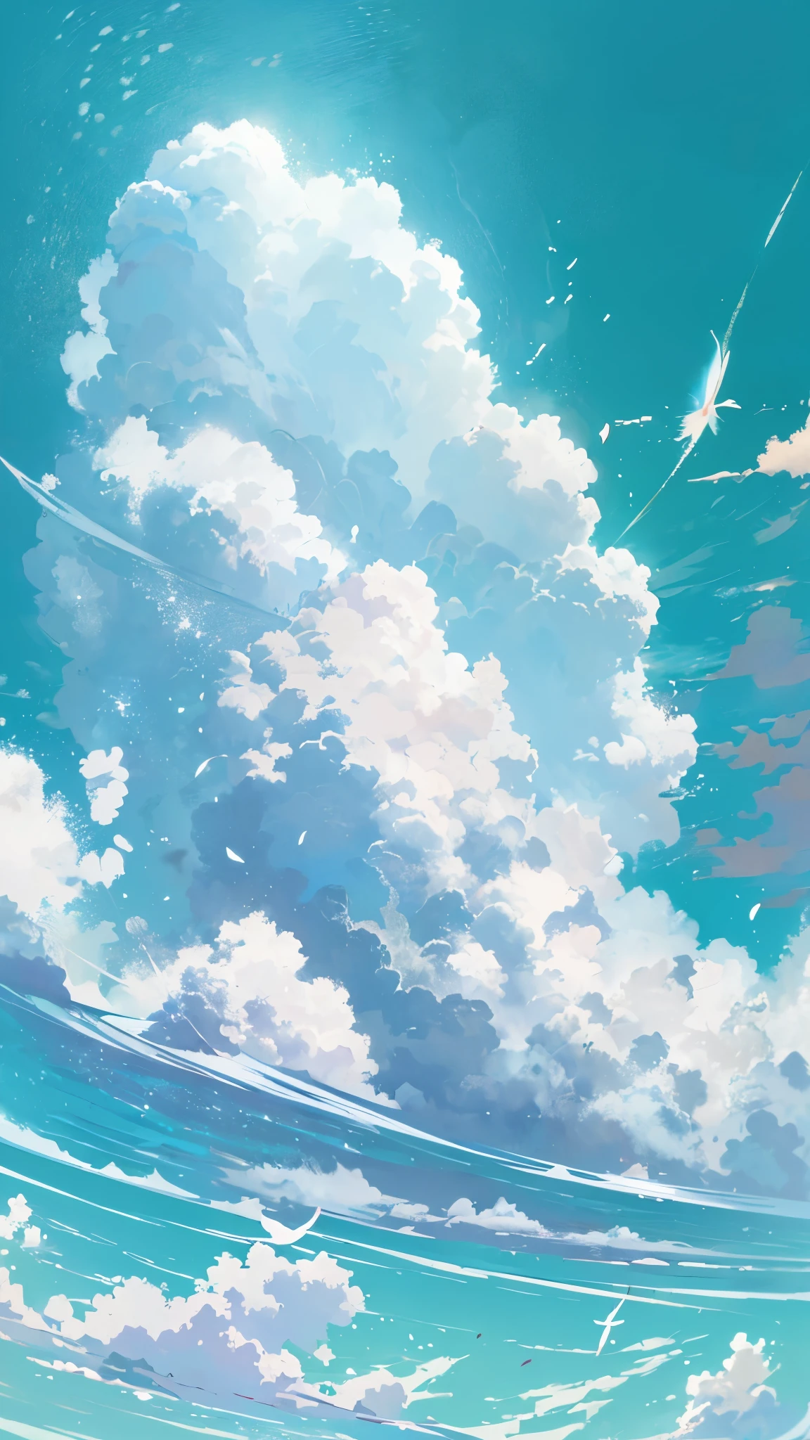 sky, clear sky, blue sky, At noon, cloud, cloud, whitecloud, Expansive, animated movie,
