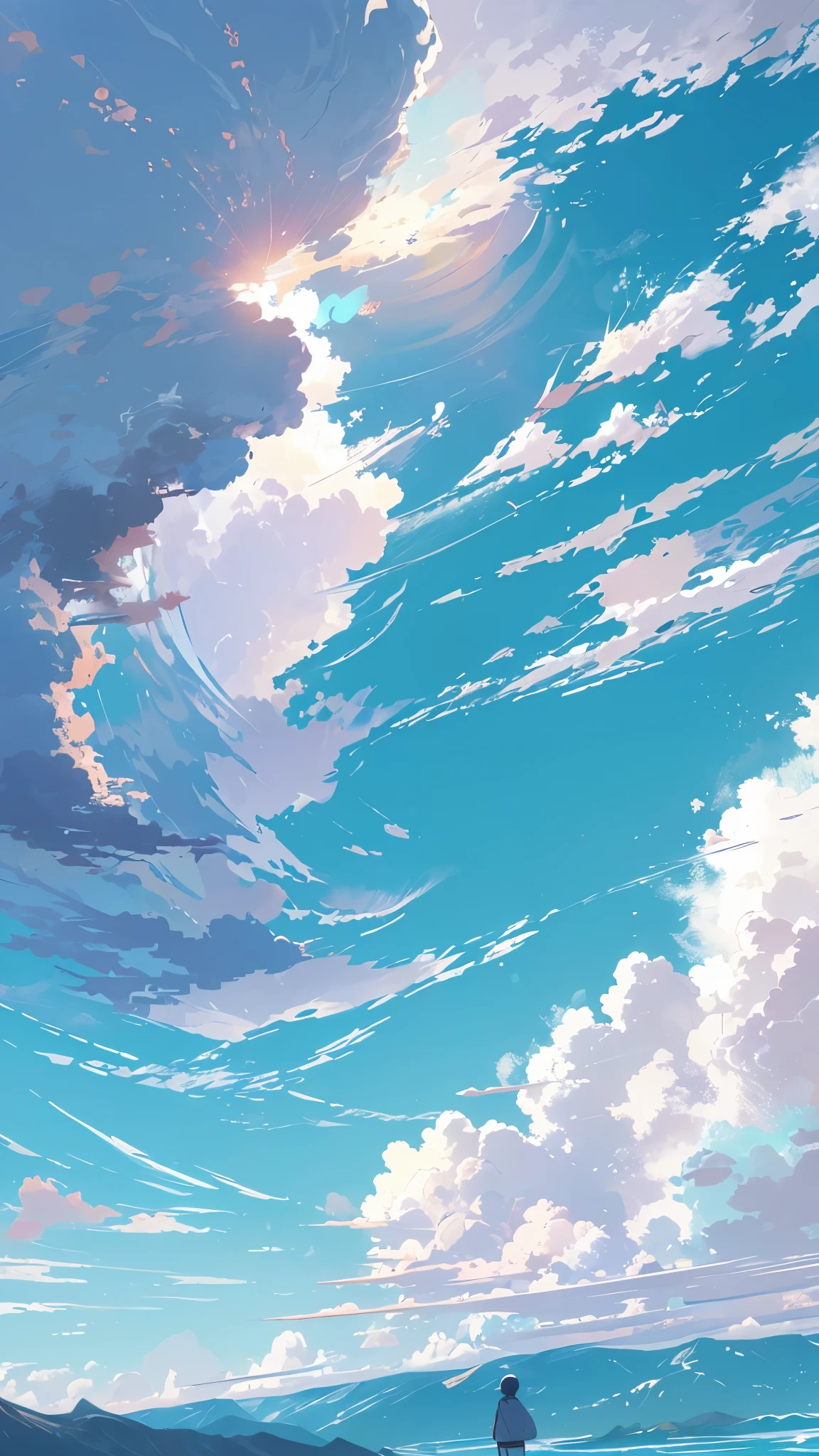 sky, clear sky, blue sky, At noon, cloud, cloud, whitecloud, Expansive, animated movie,