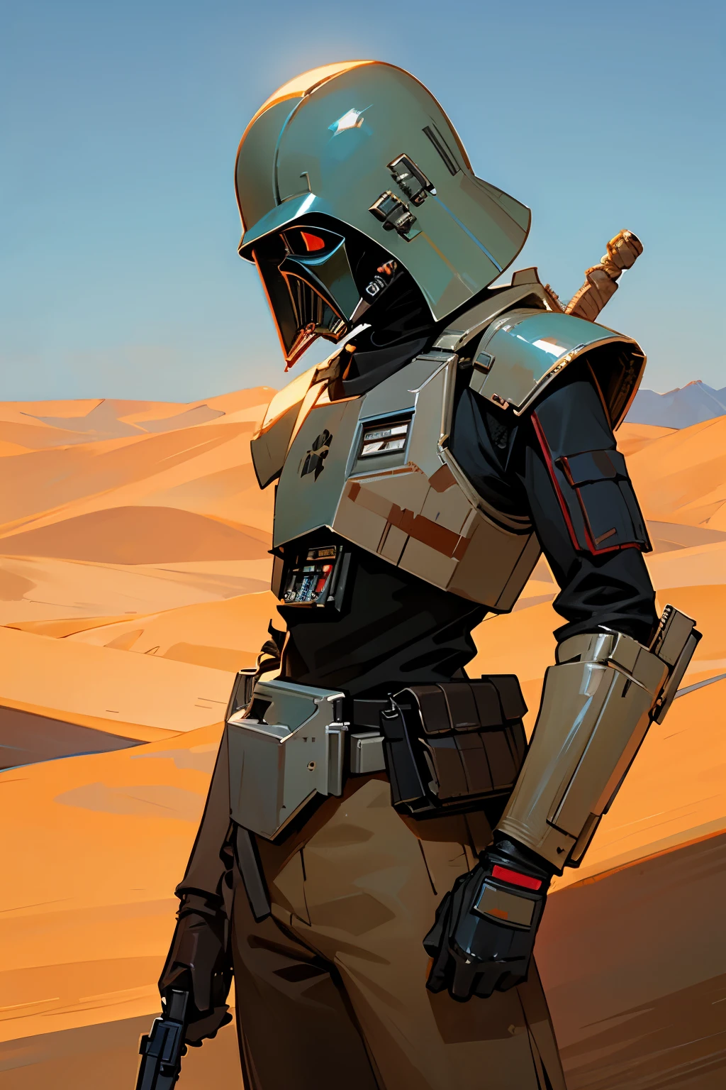A close up of a person in a helmet and a gun - SeaArt AI
