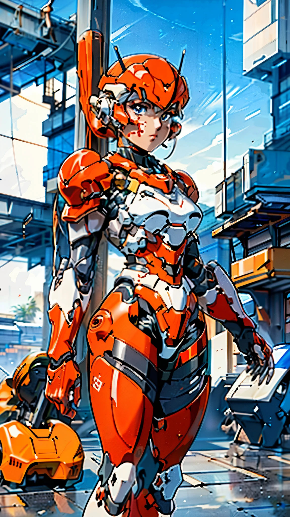 A woman adorned in fantasy-style full-body armor, a crown-concept fully enclosed helmet that unveils only her eyes, a composite layered chest plate, fully encompassing shoulder and hand guards, a lightweight waist armor, form-fitting shin guards, the overall design is heavy-duty yet flexible, ((the armor gleams with a golden glow, complemented by red and blue accents)), exhibiting a noble aura, she floats above a fantasy-surreal high-tech city, this character embodies a finely crafted fantasy-surreal style armored hero in anime style, exquisite and mature manga art style, (Queen bee mixed with Spider concept Armor, plasma, blood), ((Element, energy, elegant, goddess, femminine:1.5)), metallic, high definition, best quality, highres, ultra-detailed, ultra-fine painting, extremely delicate, professional, anatomically correct, symmetrical face, extremely detailed eyes and face, high quality eyes, creativity, RAW photo, UHD, 32k, Natural light, cinematic lighting, masterpiece-anatomy-perfect, masterpiece:1.5