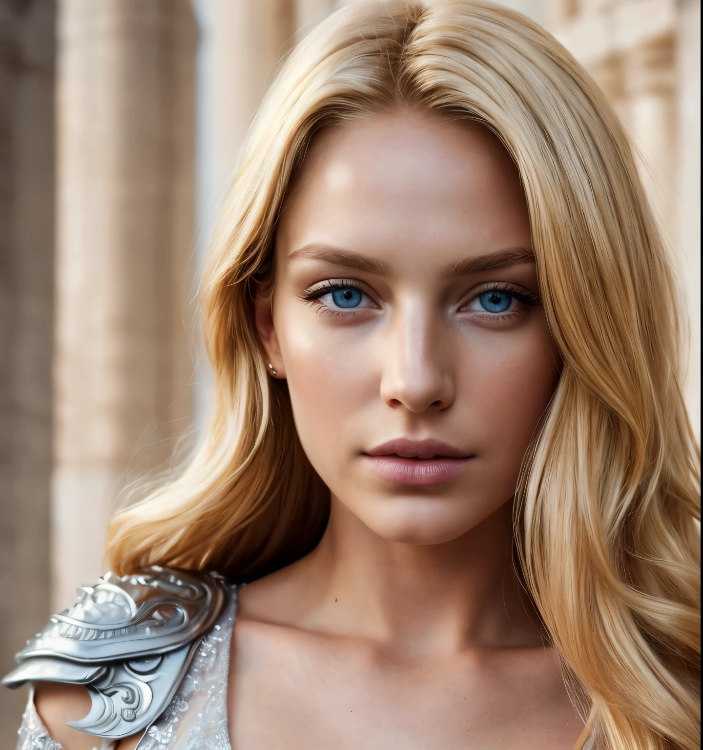 angel, armor gold (masterpiece, best quality, high resolution:1.4), 1girl, angel, skin pores texture, Hair blonde, HD , Photography, movie, cinematic, full Body, Realistic, (8k, RAW photo, best quality, masterpiece:1.2), (realistic, photo-realistic:1.33), best quality, detailed eyes blue, cute,natural lighting, depth of field, film grain, wrinkled skin, sharp, detailed and realistic portrait of a woman ,(freckles:0.5)