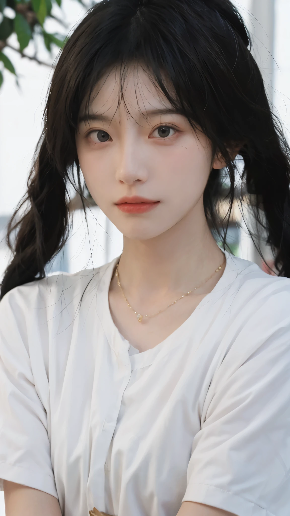best quality, ultra high resolution, White background,(Upper body:1.4)(realistically:1.4), 2 girls, necklace,gold short sleeves,twin,A pair of eyes as clear as snow,Royal sister,girl,looking at the audience, close up ,