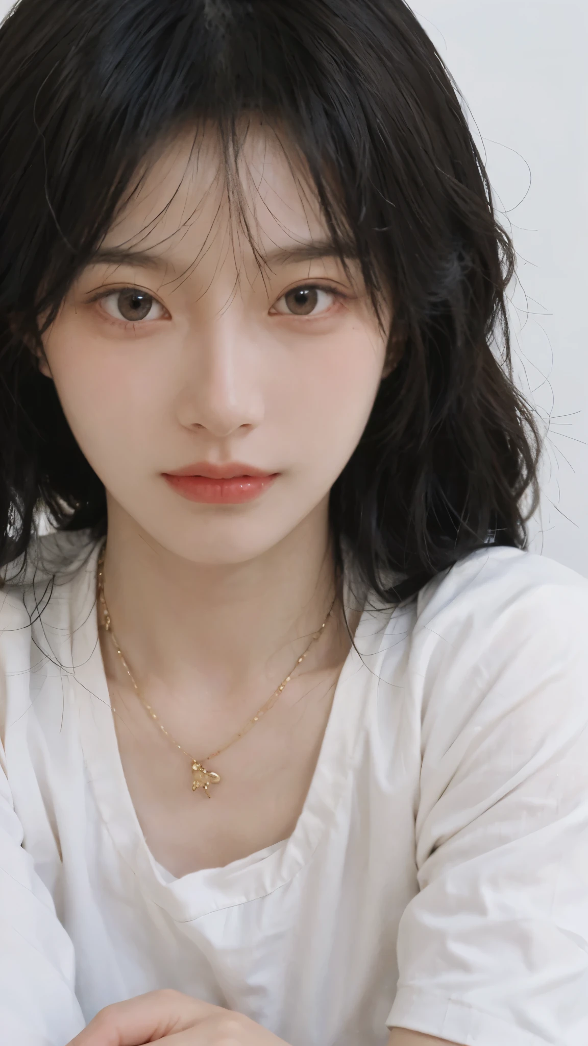 best quality， ultra high resolution， White background，（Upper body：1.4）（realistically：1.4）， 2 girls， necklace，gold short sleeves，twin，A pair of eyes as clear as snow,Royal sister，girl，looking at the audience， close up ，